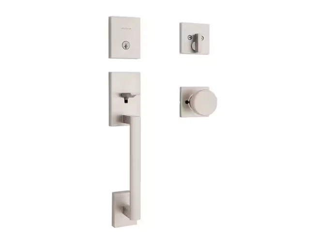 NEW Kwikset San Clemente Handleset Pismo Knob w Deadbolt SmartKey Satin Nickel
