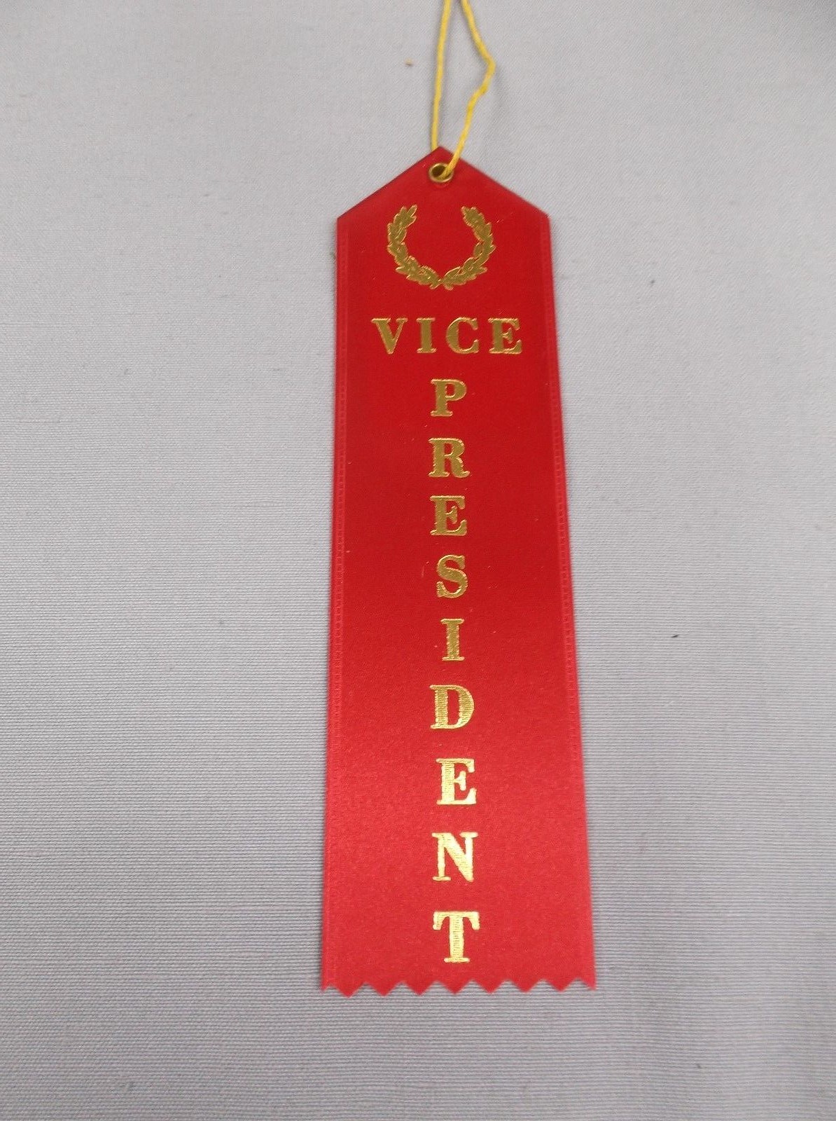 VICE PRESIDENT red ribbon with card and string lot of 6