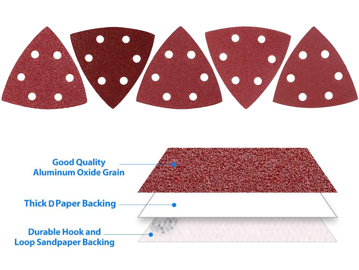 100×Triangle Sandpaper Sanding Pads Hook and LoopPalm for Oscillating Multi Tool