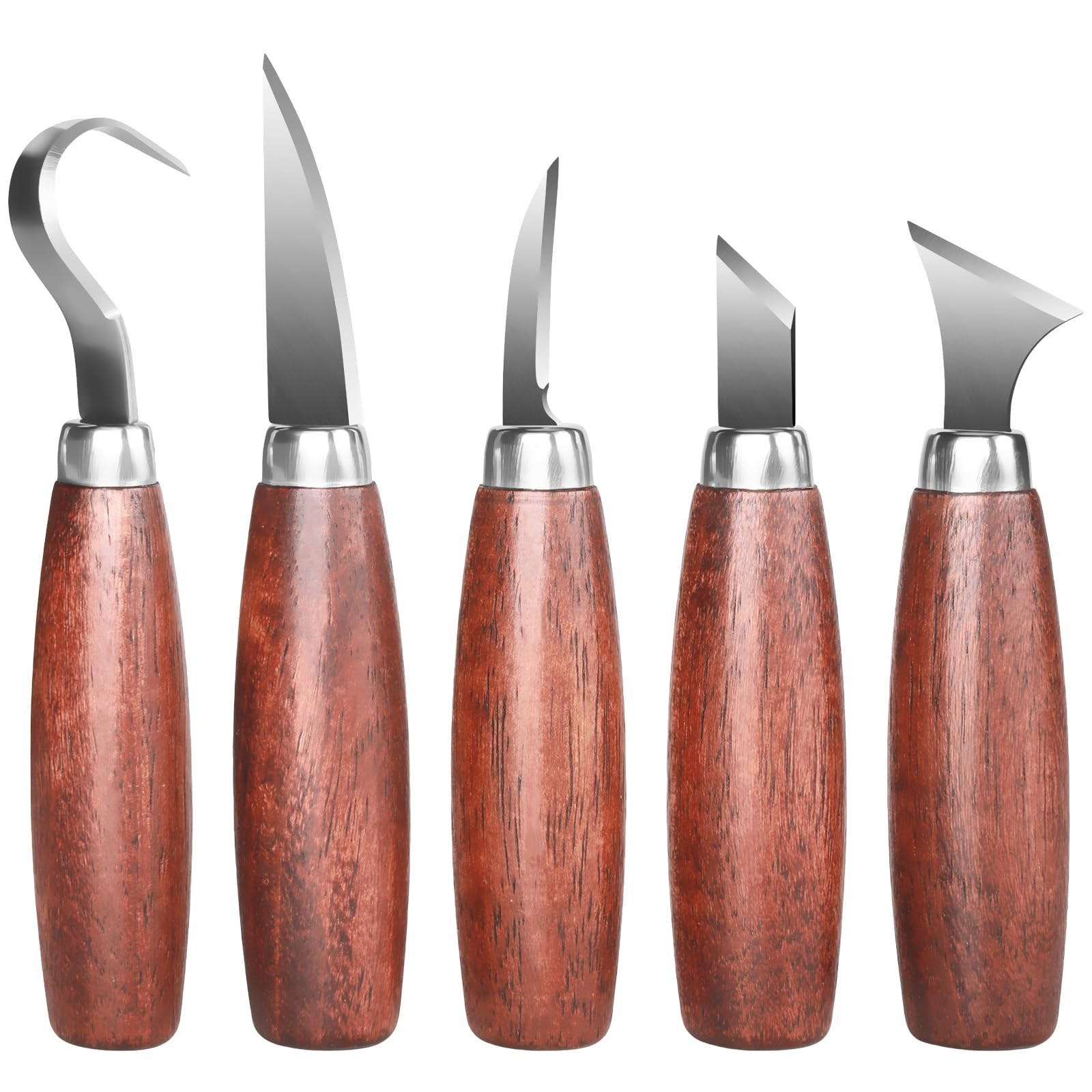 Wood Carving Kit Whittling Tools Set Detail Sloyd Hook Knife DIY Brown