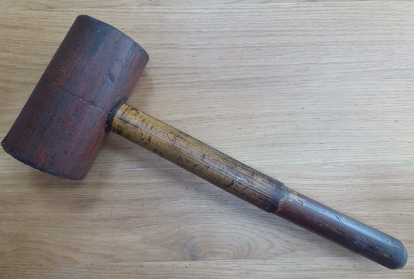 Antique Primitive Wooden Mallet - Carpentry Old Tool