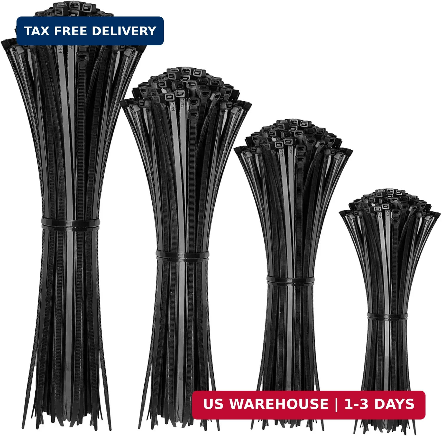 Cable Zip Ties,400 Pack Black Assorted Sizes 12+8+6+4 Inch,Multi-Purpose Self-Lo