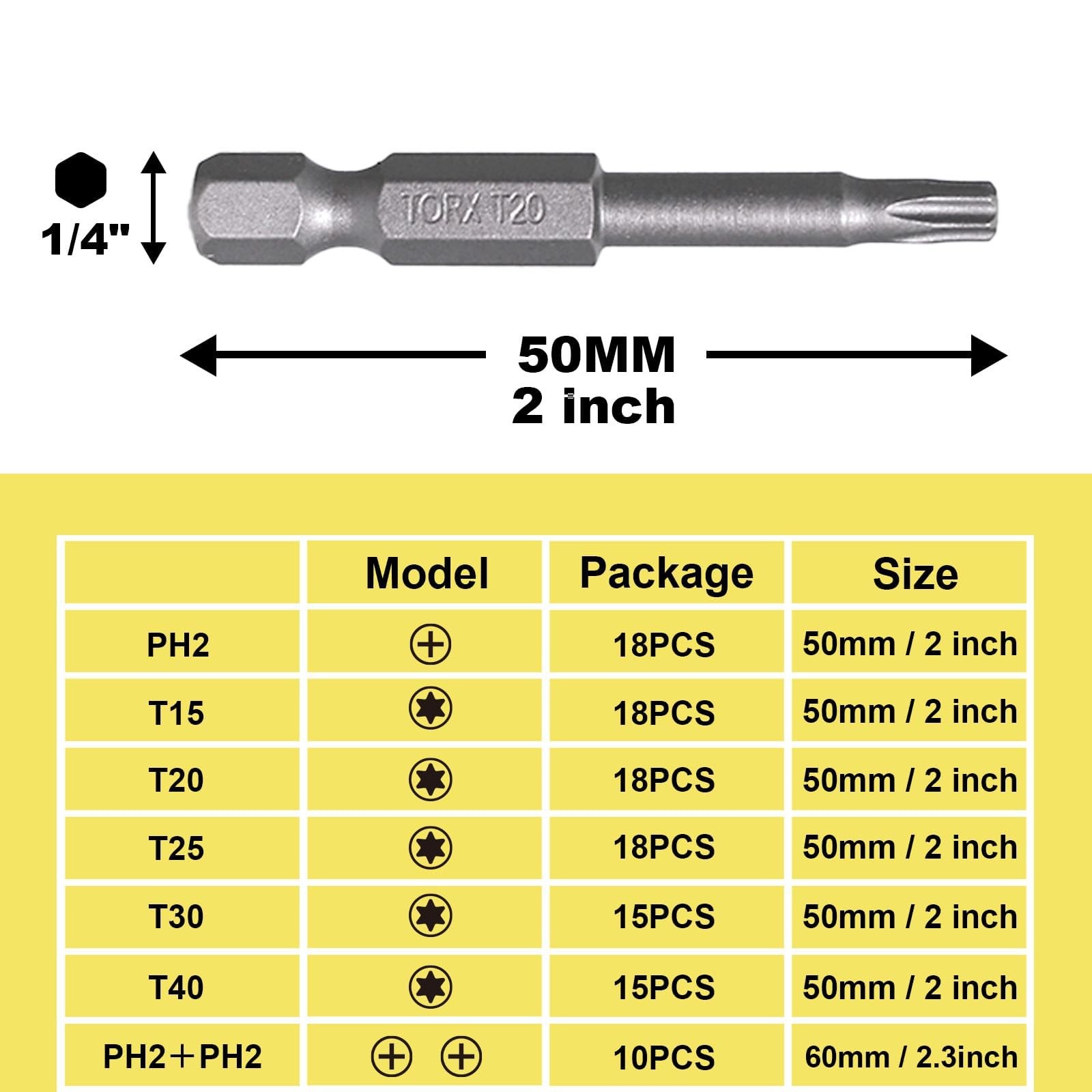 T20 Torx Bit Set, 18 PCS, 2 Inch