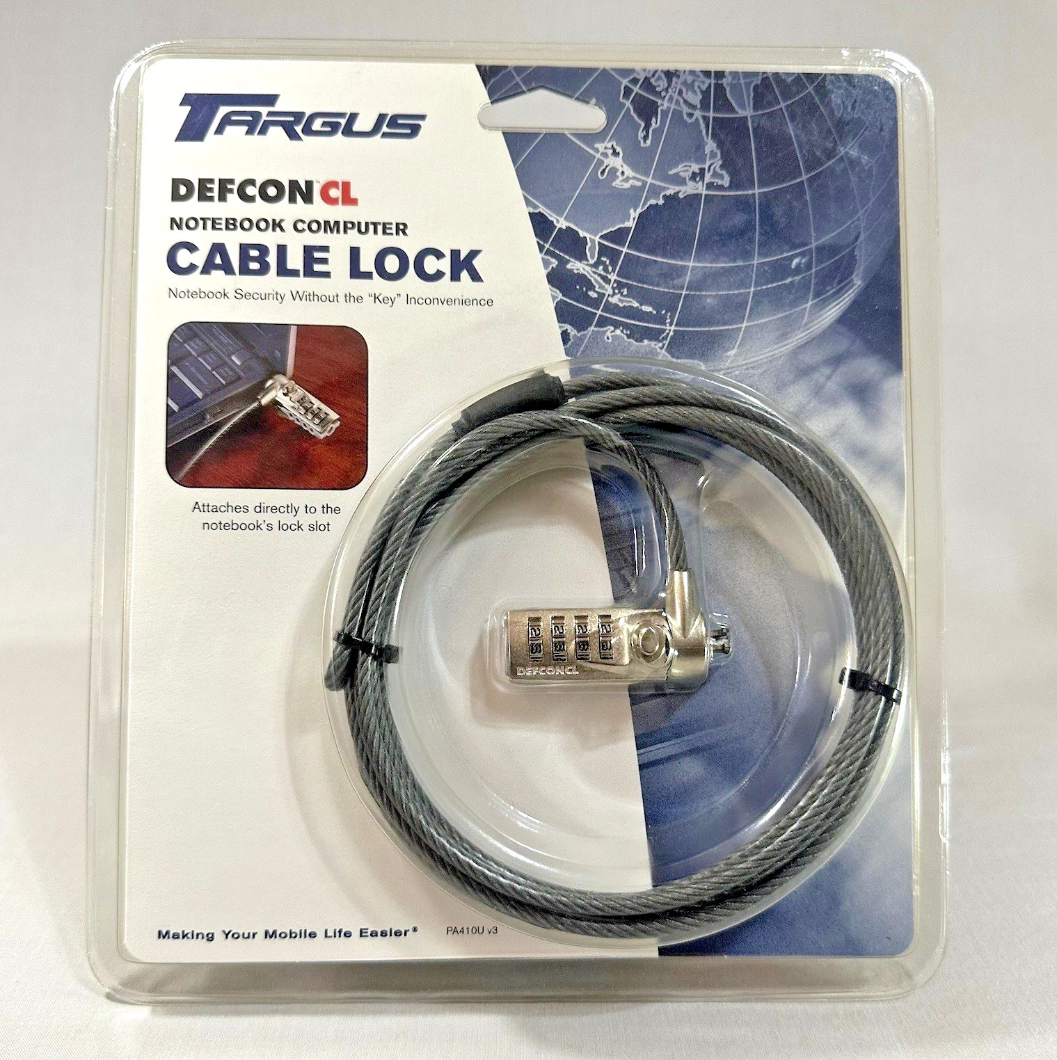 New Targus Defcon CL Notebook Computer Laptop Cable Lock Combination - PA410U v3