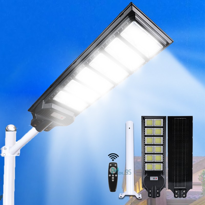6500W Commercial Solar Street Light Dusk-to-Dawn 1200 LED Super Bright Lamp+Pole