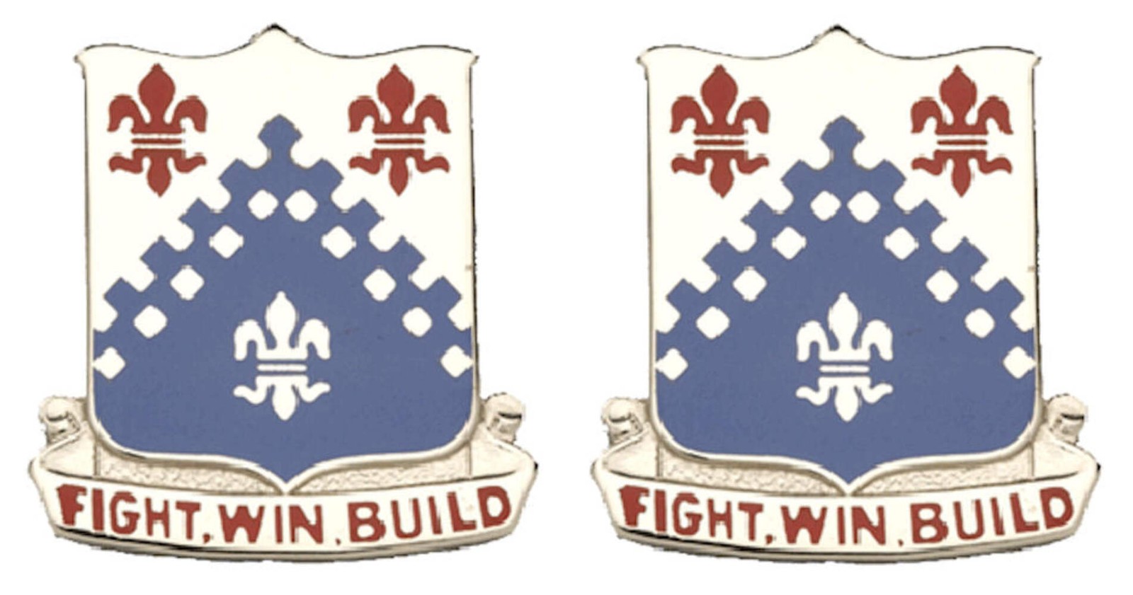 439th ENGINEER BATTALION Distinctive Unit Insignia - Pair - FIGHT WIN BUILD