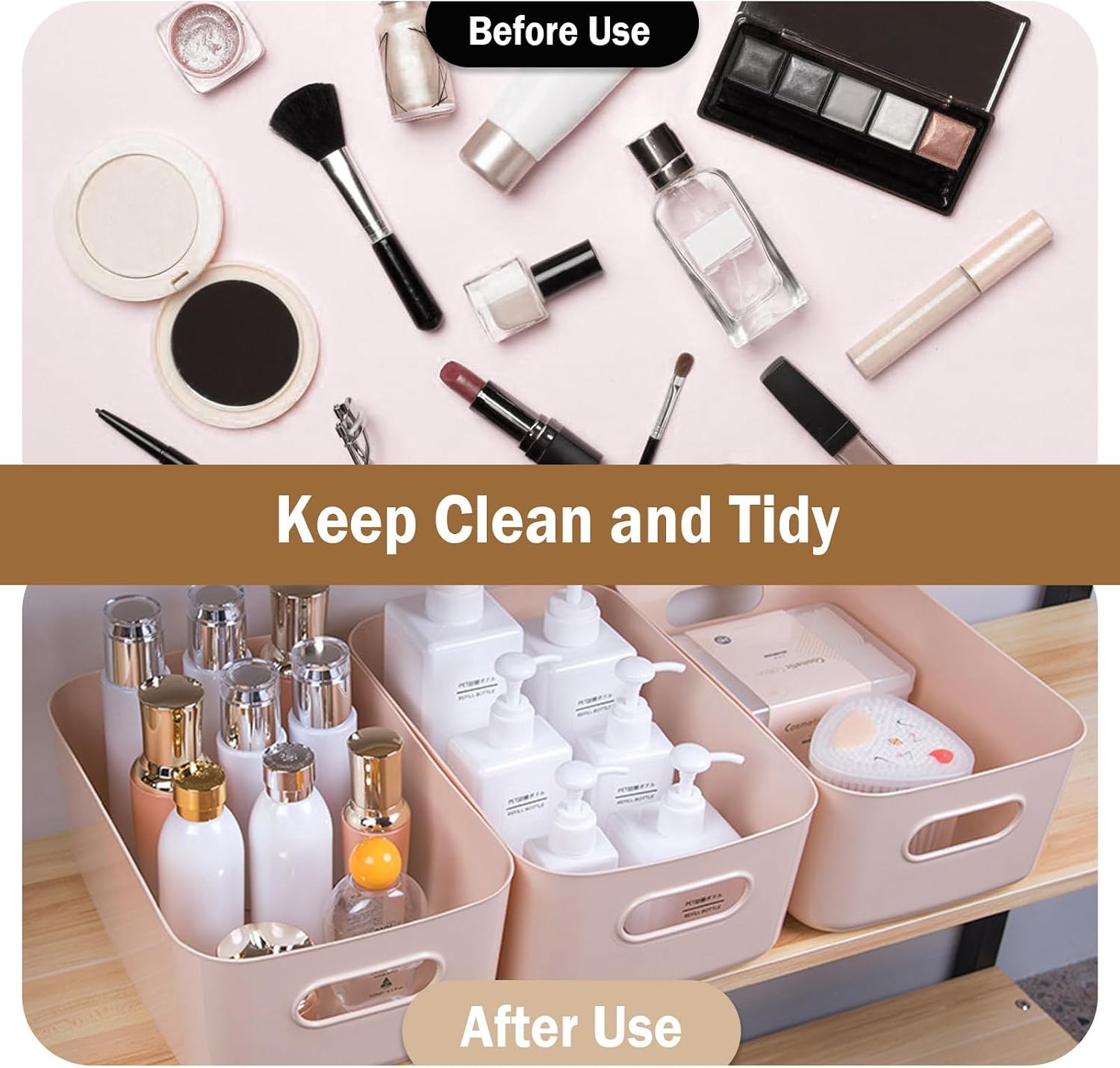 2-Pack Plastic Storage Bins, Small Storage Baskets, Organizers for Home &