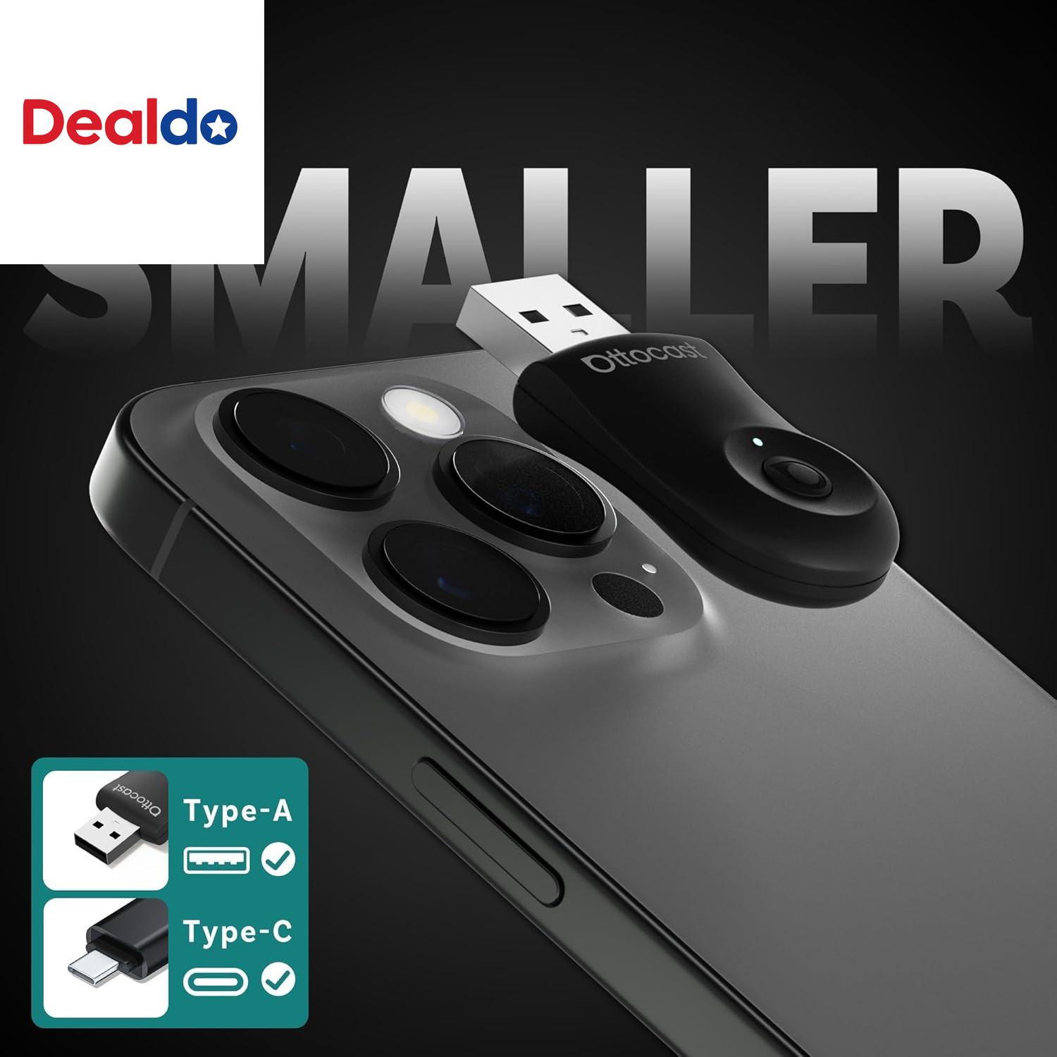 Mini Dongle Wireless Carplay Adapter for Iphone & Android Auto Adapter 2-In-1 Co