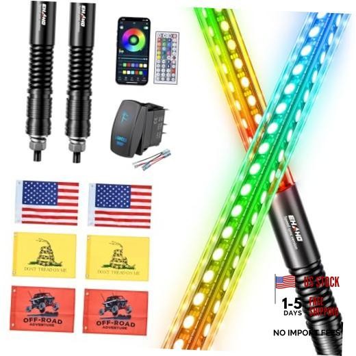 2 Pack 4FT LED Whip Light with Speed Sensing, Whip Lights 4FT / (Pack of 2)