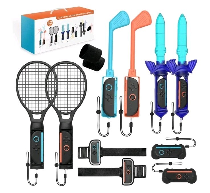 Switch 2 Sports Accessories Bundle 12-in-1 Family Party Pack Tennis Golf Swords