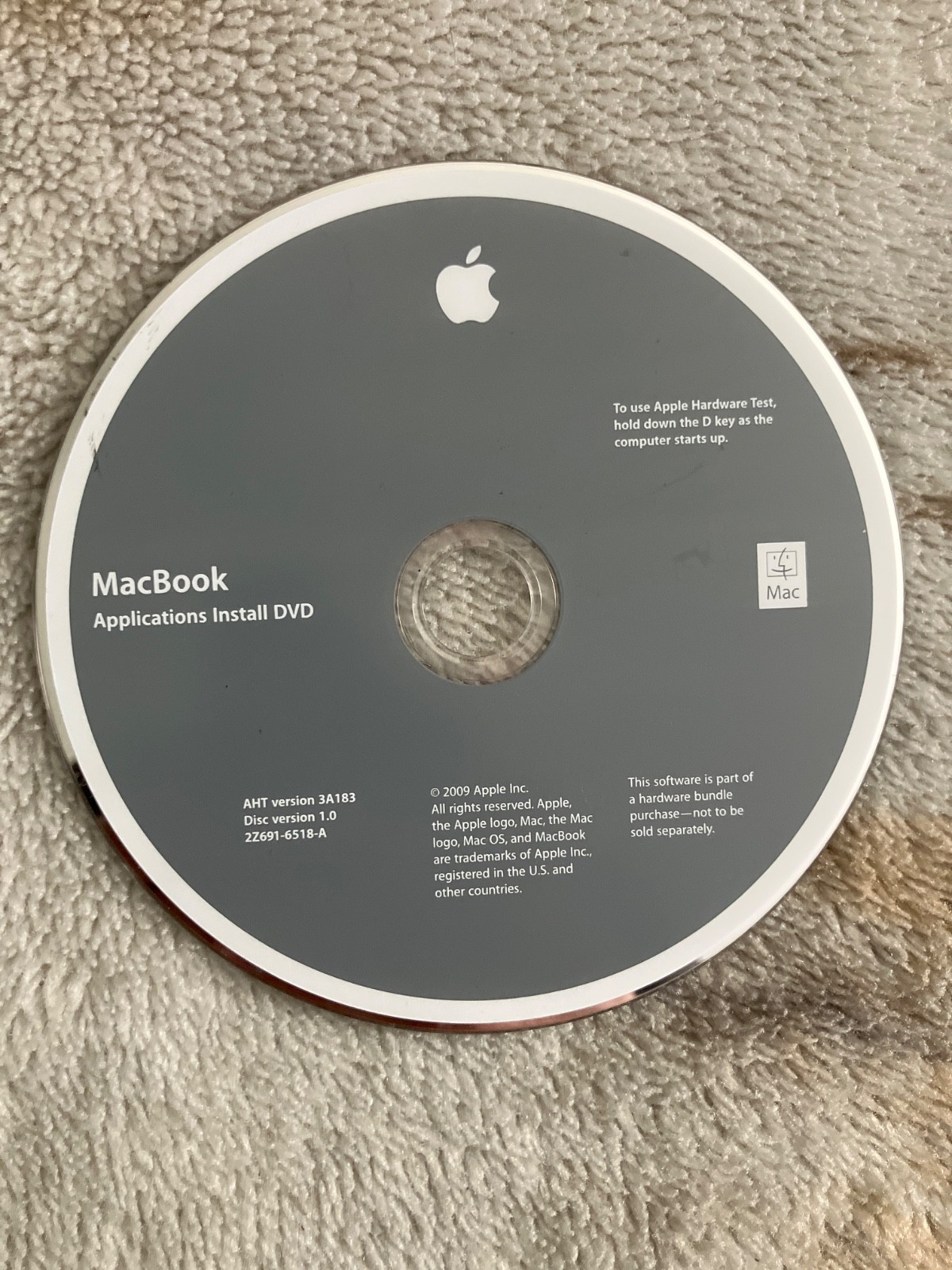 2009 Macintosh Mac MacBook Applications Software Installation DVD Version 1.0