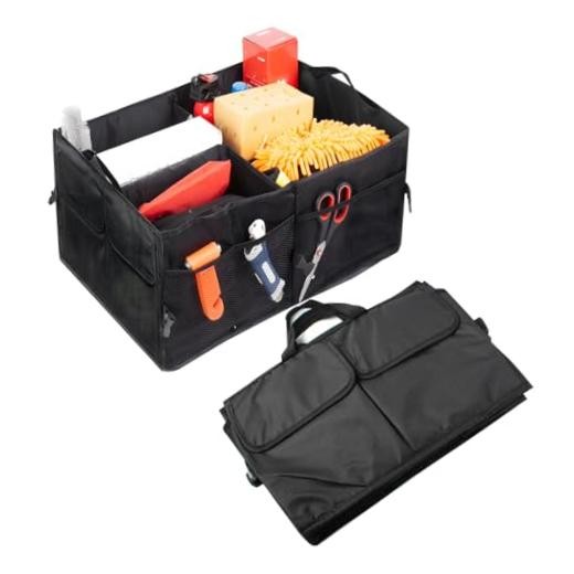 Mandark Car Trunk Organizer, Collapsible Multi Compartment Vehicle Black