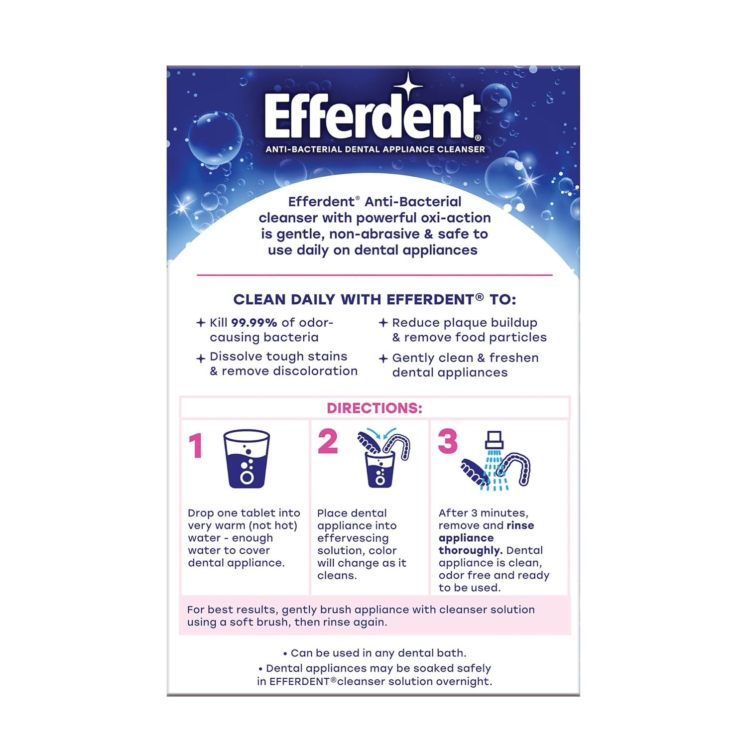 Retainer & Denture Cleaner Tablets – Complete Clean Formula | 126 Count | Fresh