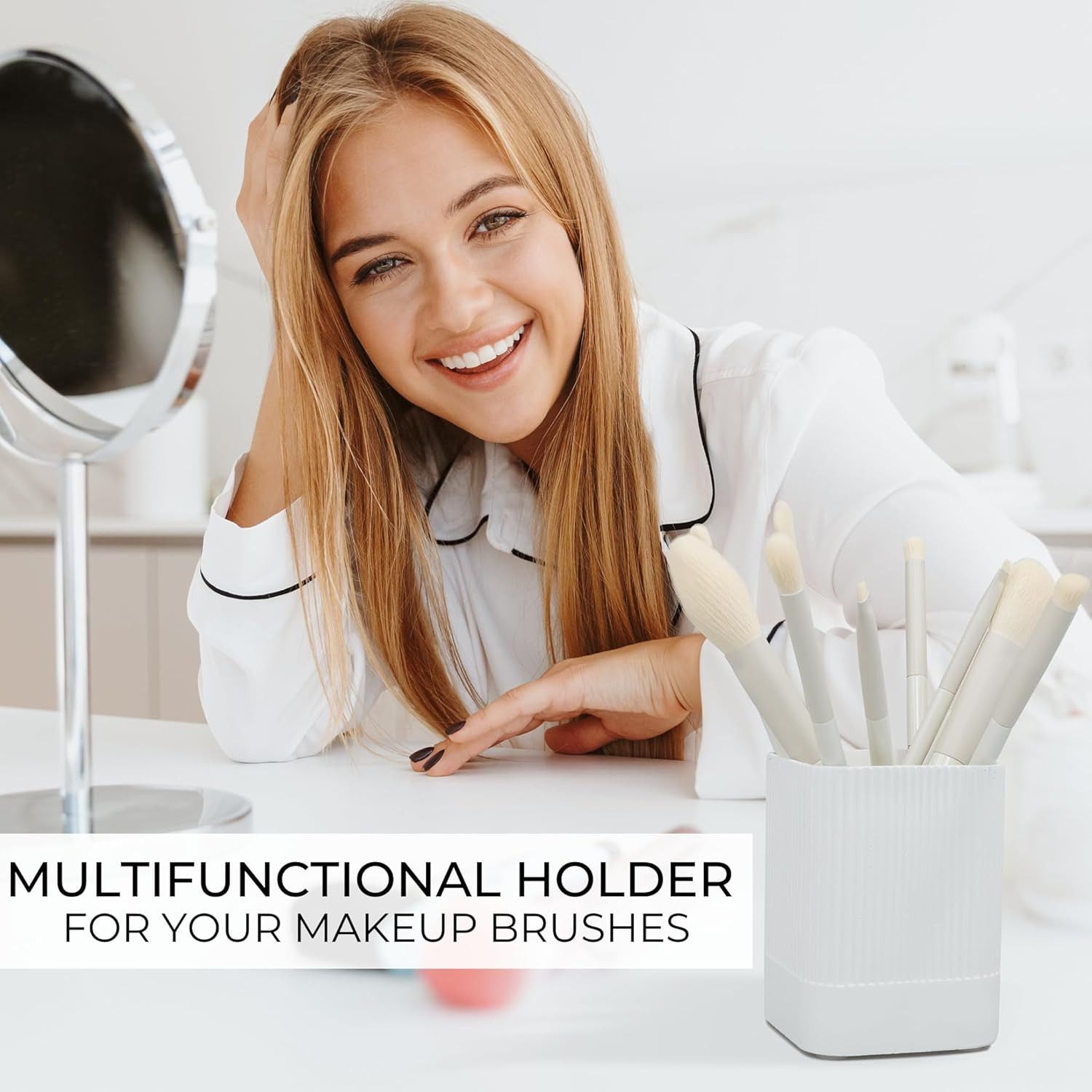 Aesthetic Pen Holder for Desk - Modern Concrete Pencil Holder - Cute and Functio