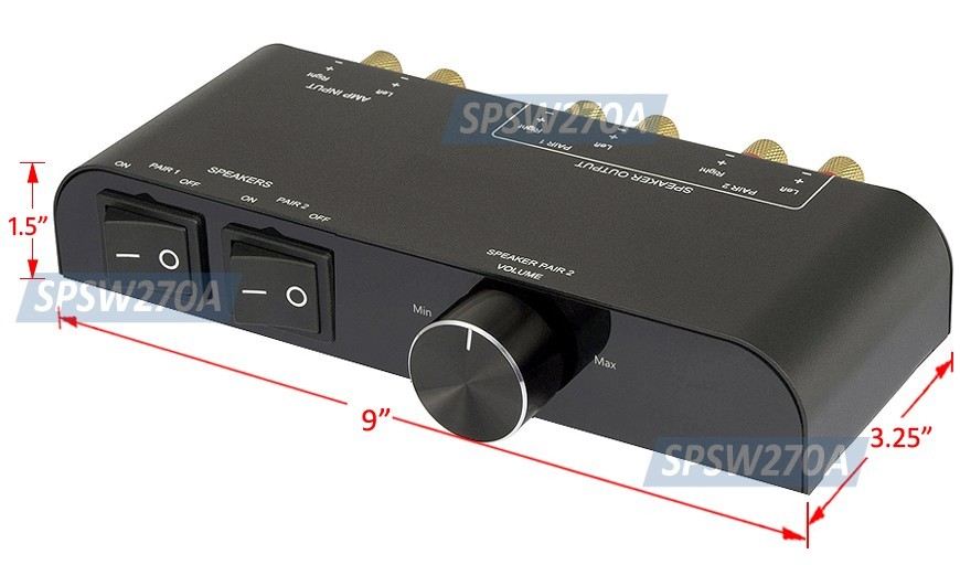 2-Way Home Audio Speaker Splitter Switch | Volume Control │Max 120Watt Output