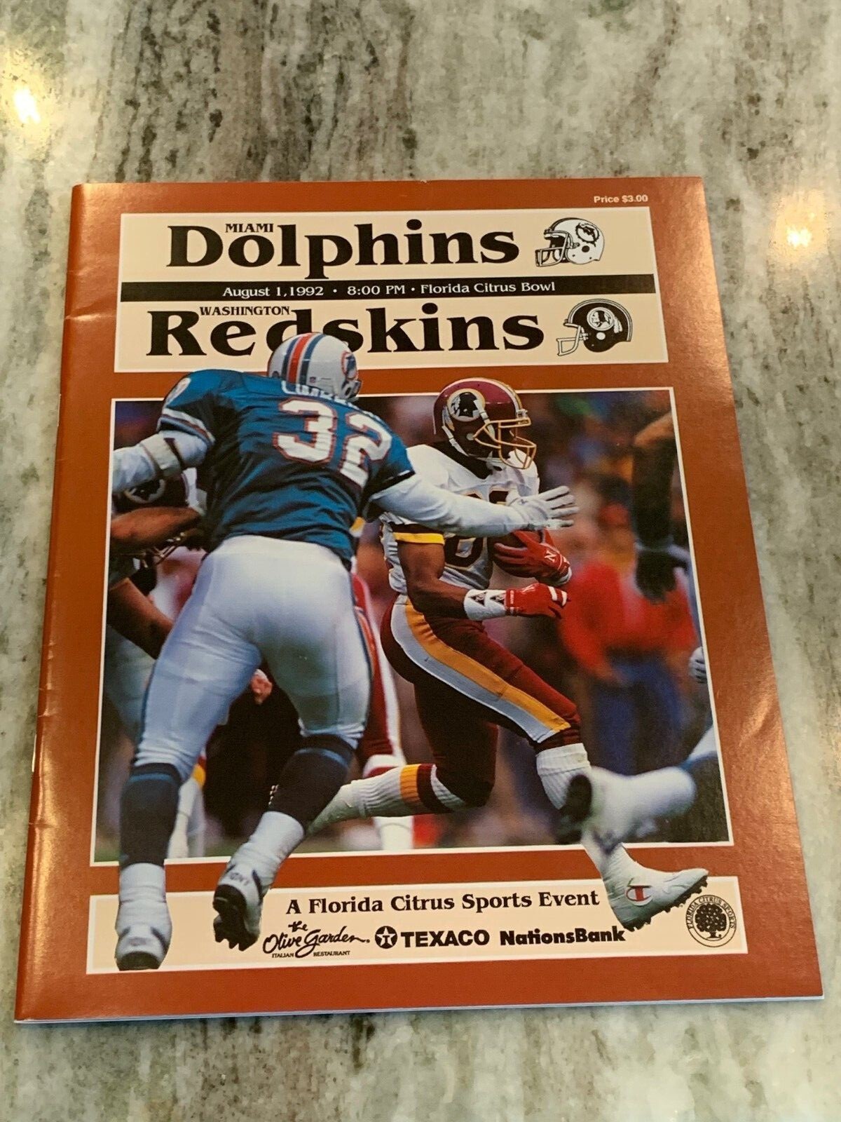 1992 Miami Dolphins v Redskins Preseason Football Program Desmond Howard Debut