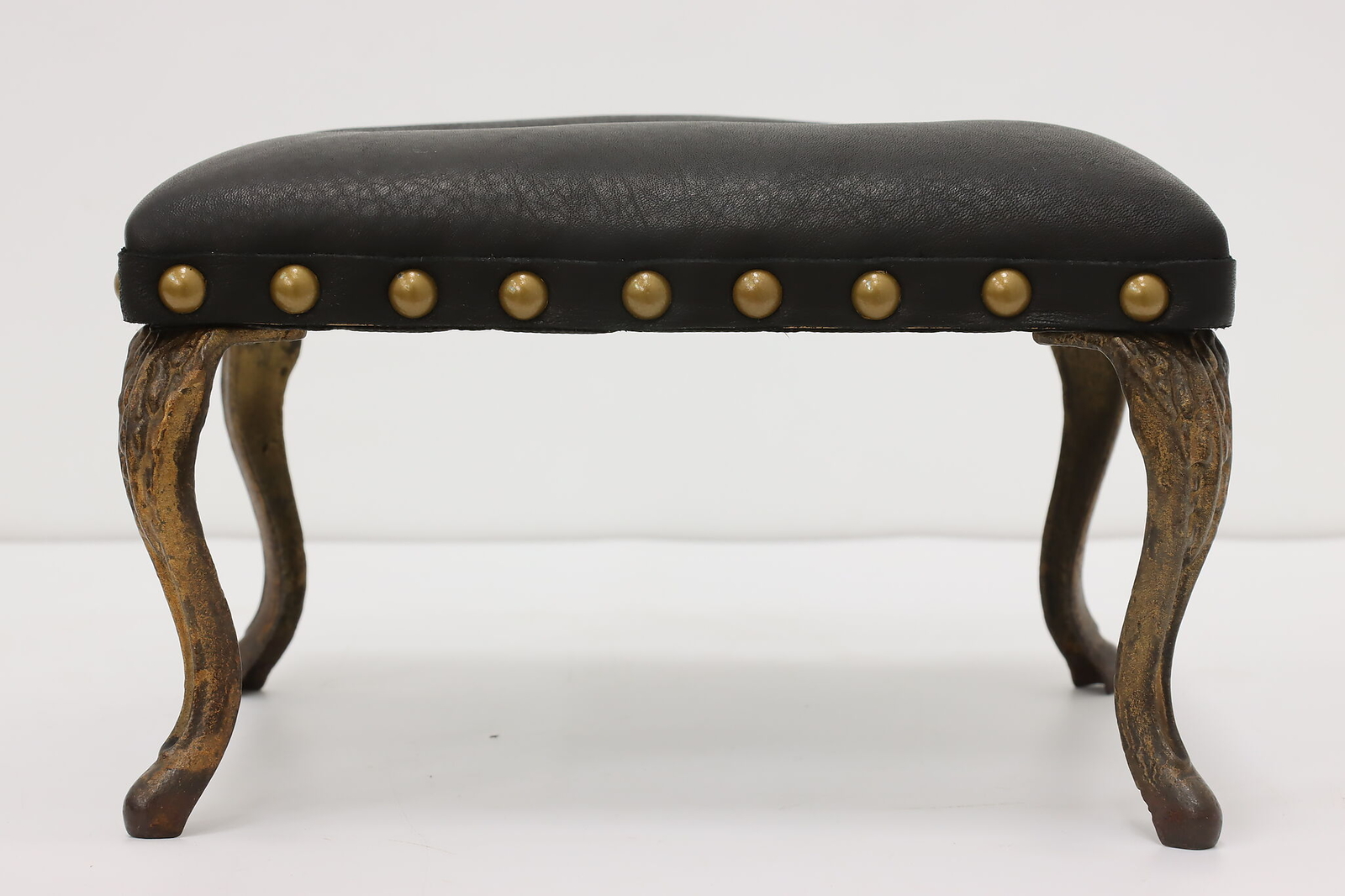 Victorian Antique Iron & Leather Footstool #54301