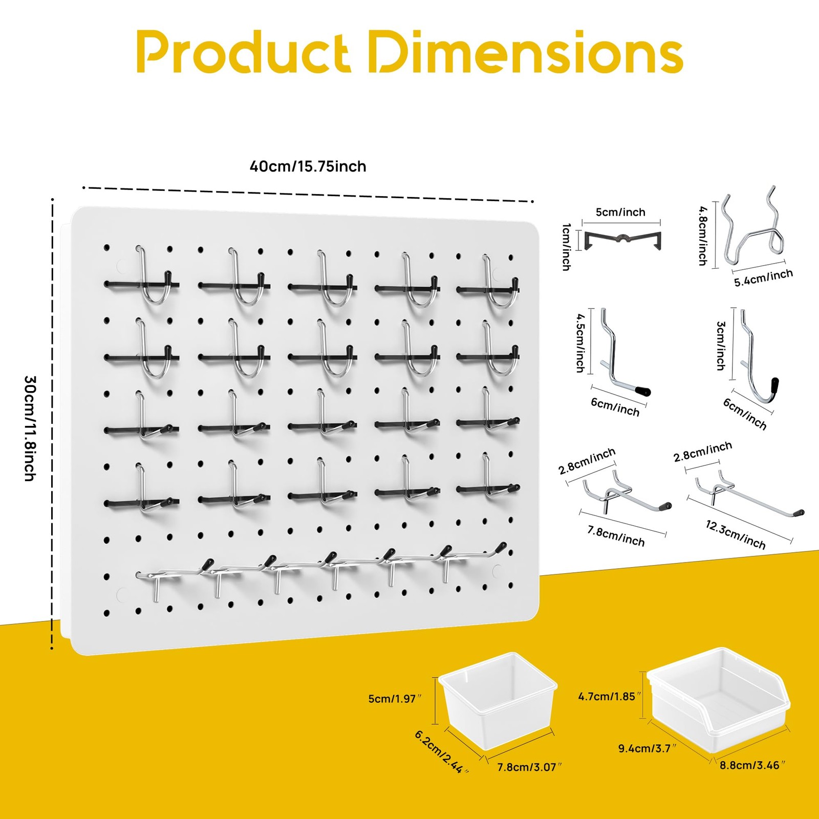 PHX Grove 6 Pack Metal Pegboard Panels with Hooks, Wall Organizer for Garage,...