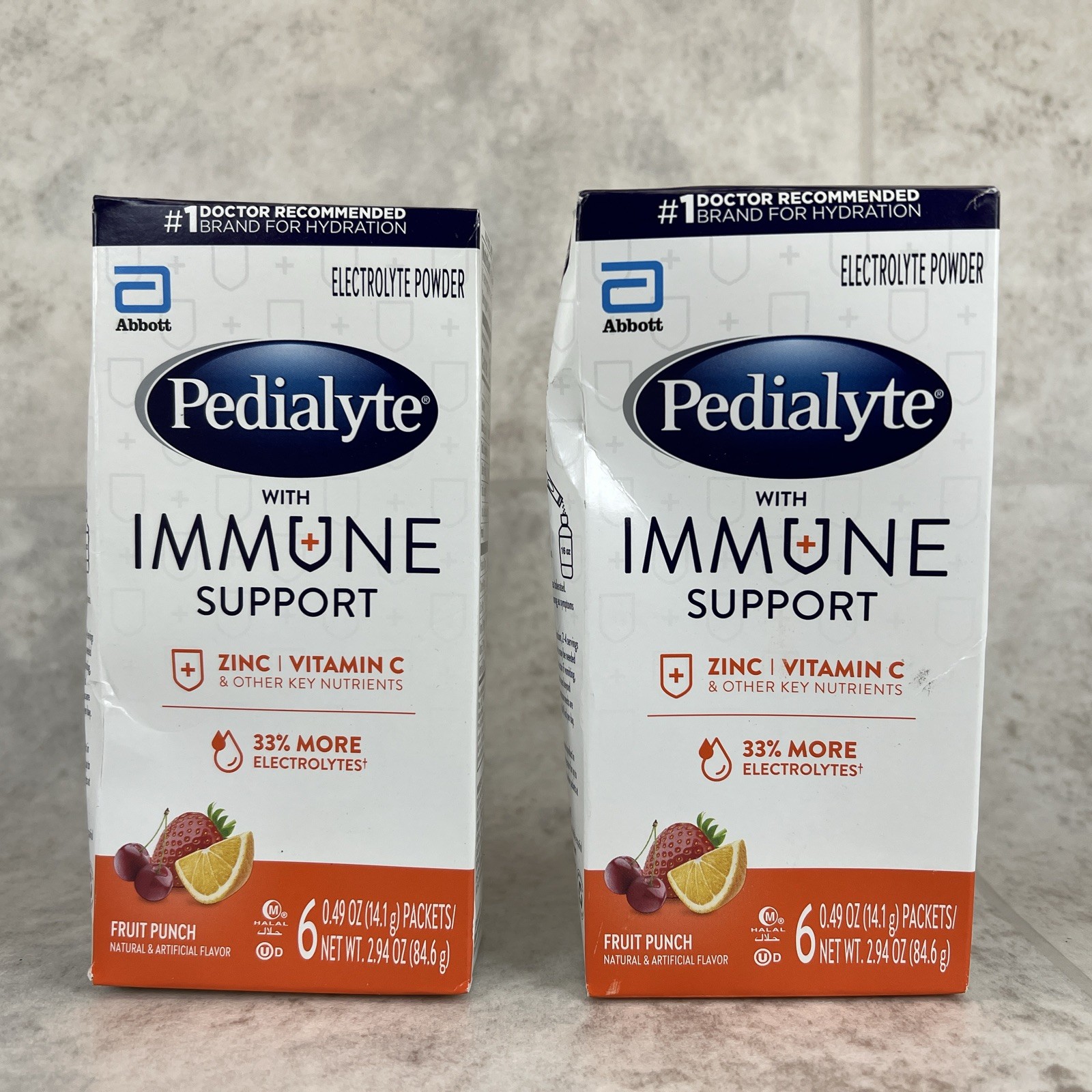 2 Pack! Pedialyte Immune Support Electrolyte Powder 6ct - Fruit Punch - 2.94oz
