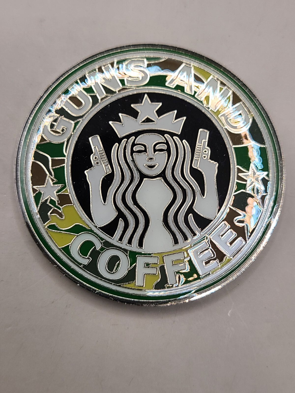 NYPD Green Camo Guns and Coffee 2" Dia Challenge Coin
