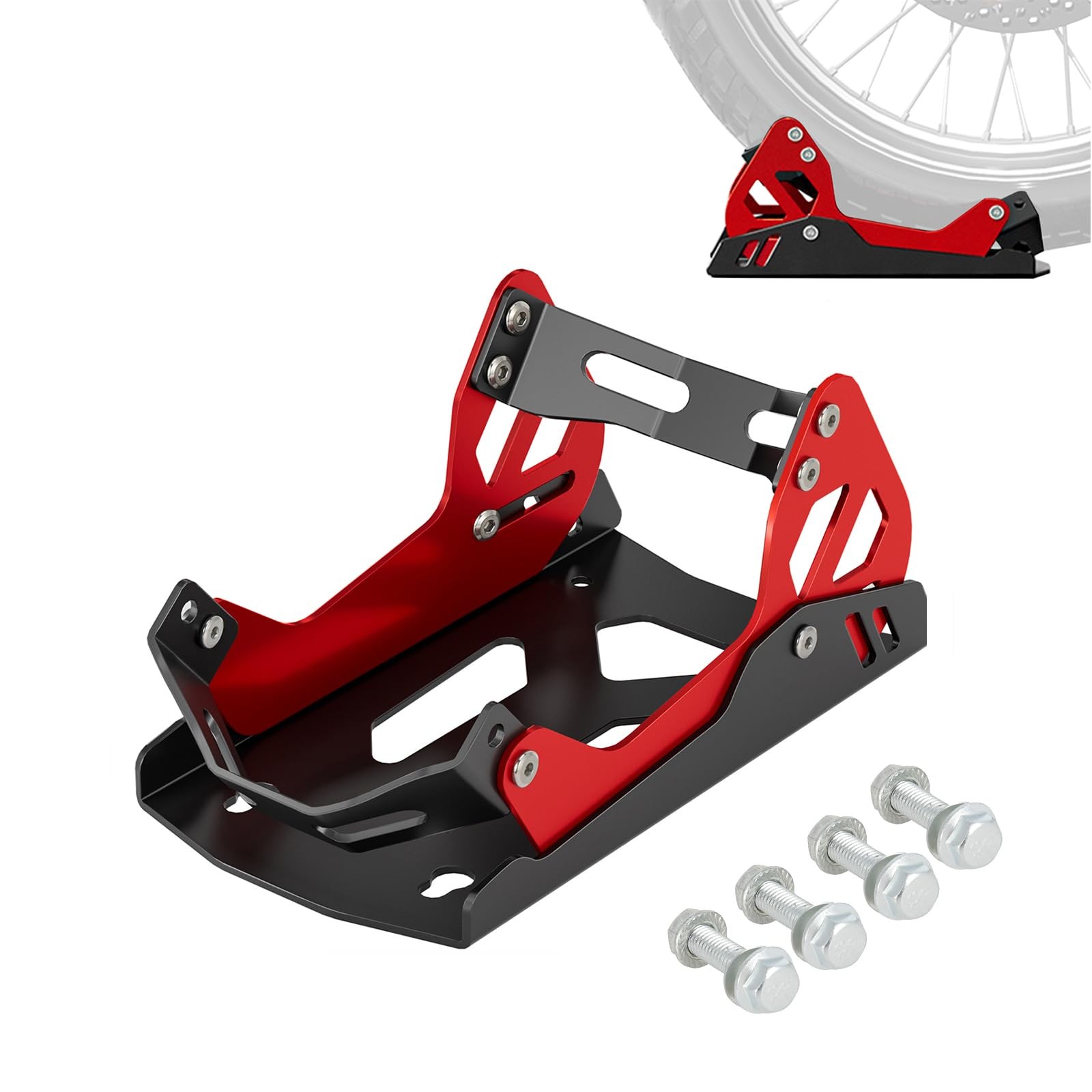 BAOUFF Motorcycle Wheel Chock for Transportation,Portable Adjustable 1800 Red