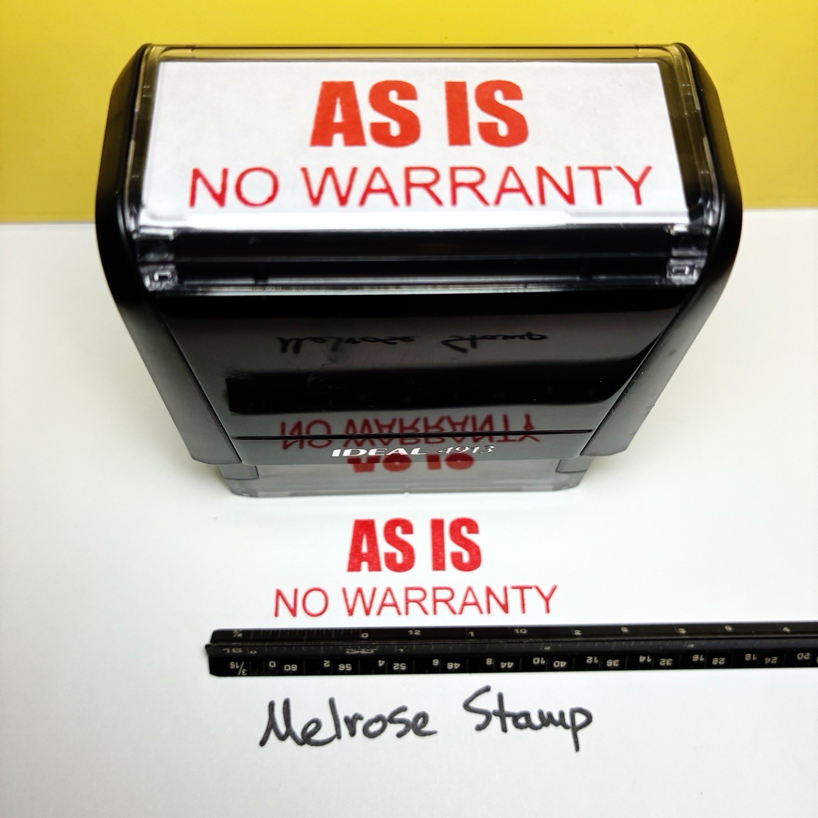 As Is No Warranty Rubber Stamp Red Ink Self Inking Ideal 4913