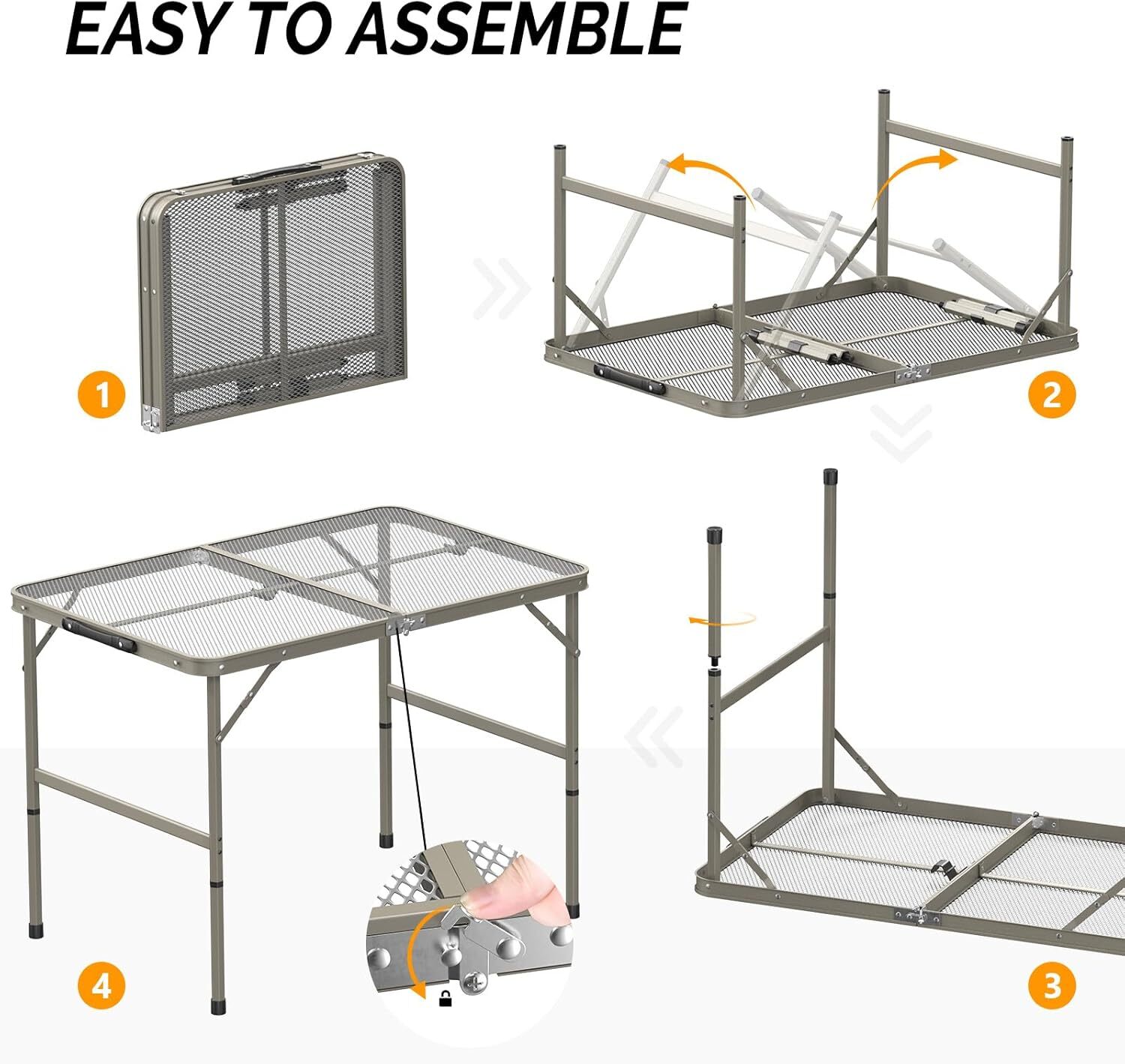 3x2FT Metal Folding Camping Table, Portable Picnic Table,Lightweight Grill Table