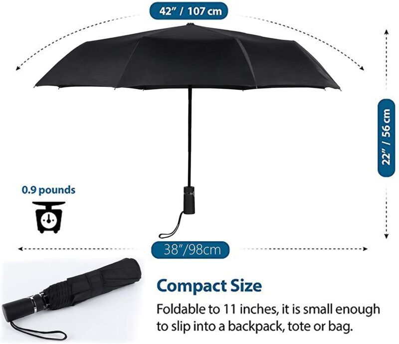 SY COMPACT Travel umbrella Automatic Windproof 42 Inches, black