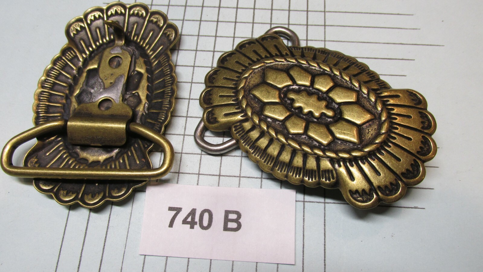 TRINITY CONCHO BUCKLE 740 B Solid Brass VINTAGE High Quality USA Leather Crafts