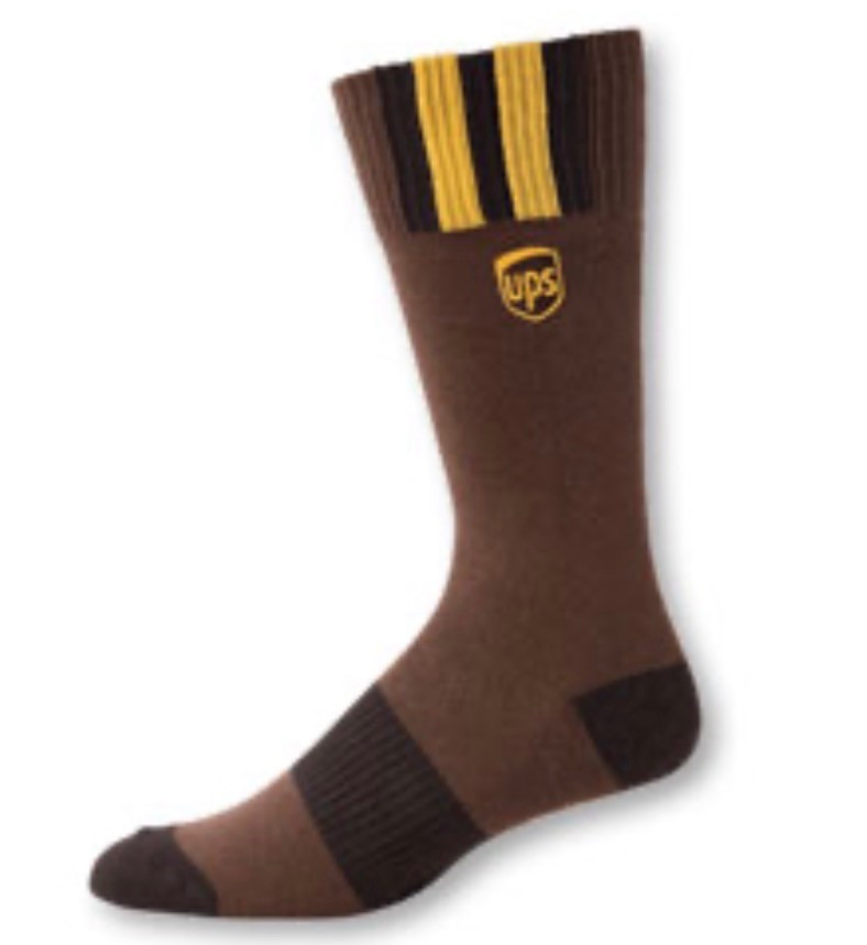 New Cool Crew Socks | Brown & Yellow Stripes | U.P.S. | 1 Pair