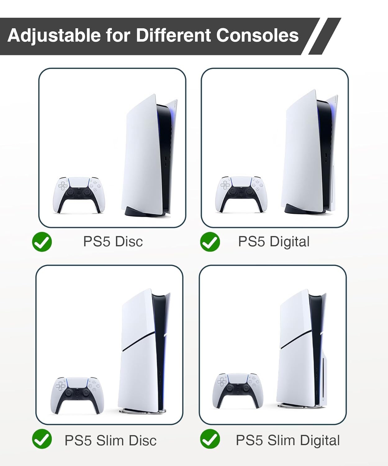 Upgraded Adjustable Console Holder Wall Mount for PS5 Black Gaming Stand for