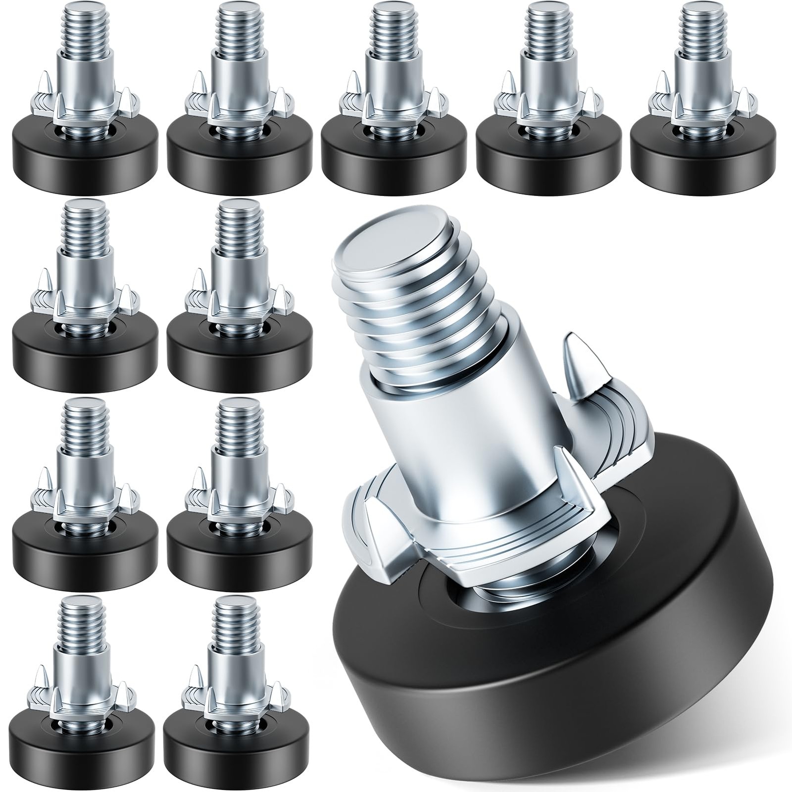 MROCO Furniture Leveling Feet with T-Nuts, 12 PCS 1/4"-20 UNC Thread Adjustab...