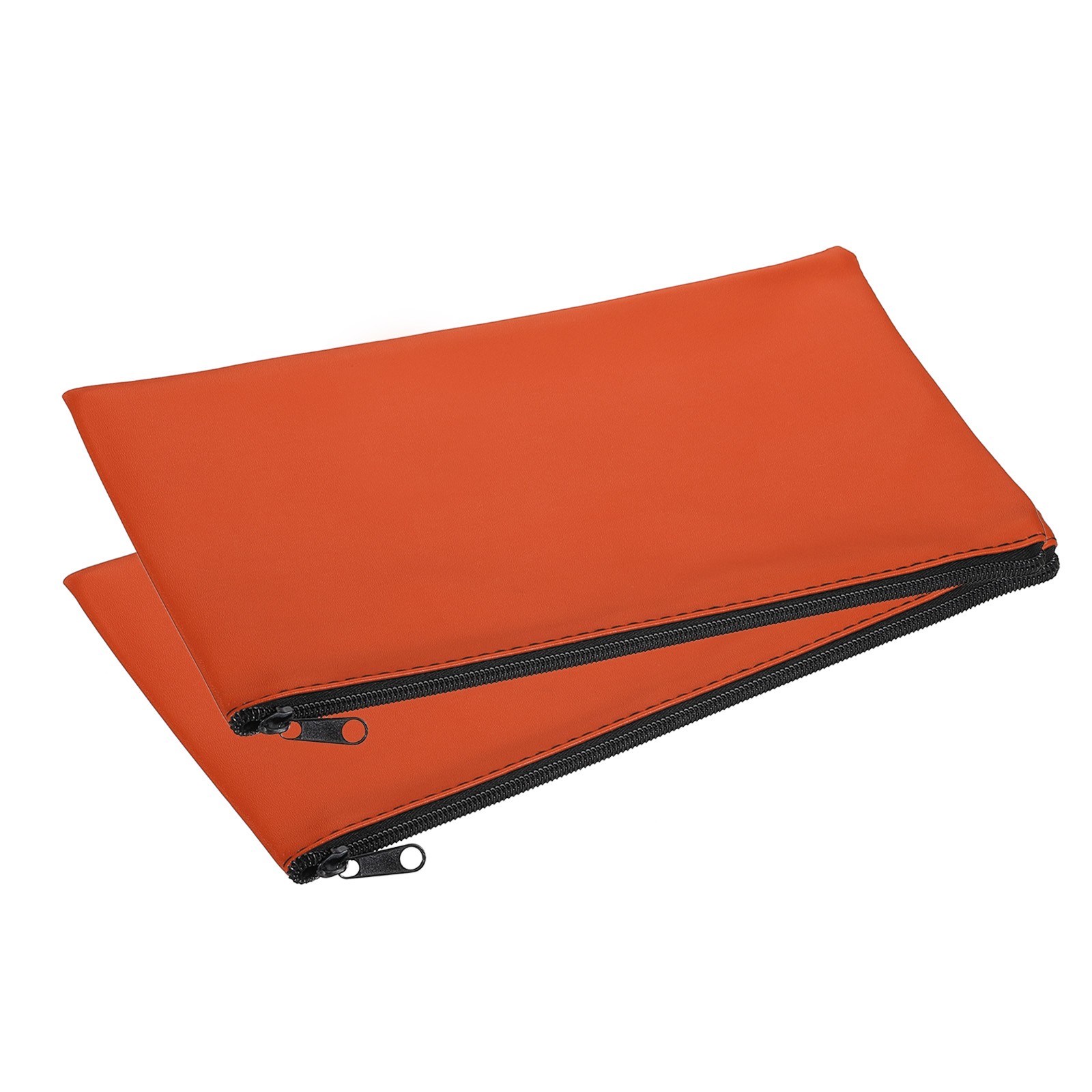 2 Pack Waterproof Zipper Bags Leatherette Case Deposit Bag(Orange)
