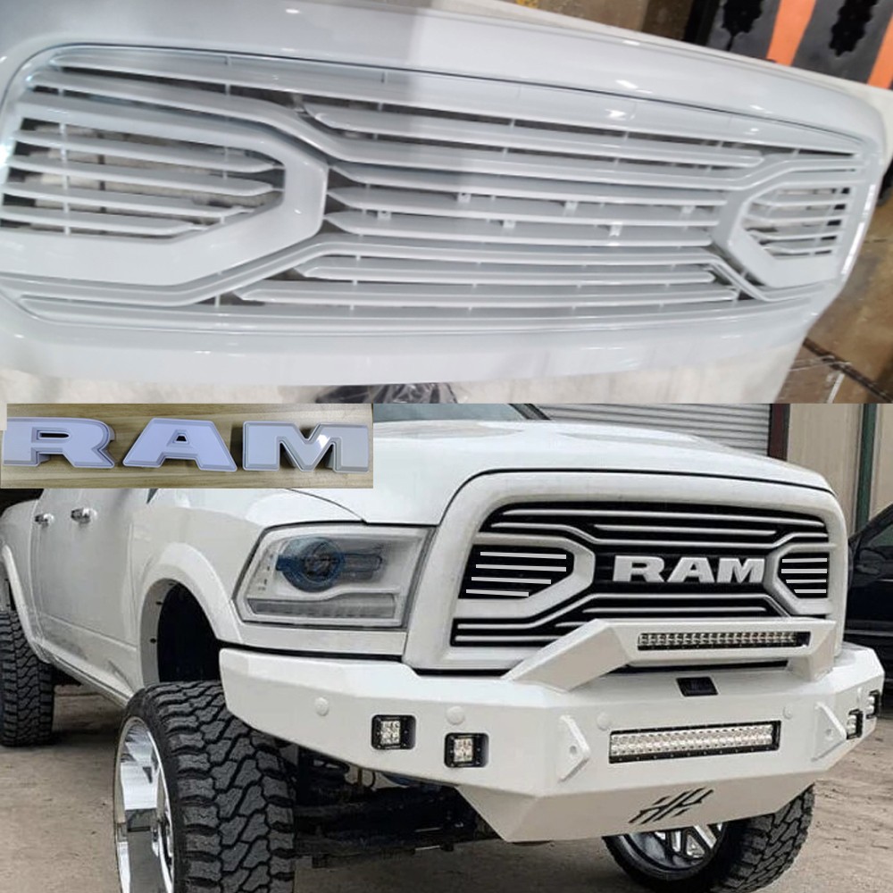 Front Grille For 2010-2018 Dodge Ram 2500 3500 Bumper Grill W/Letters All White