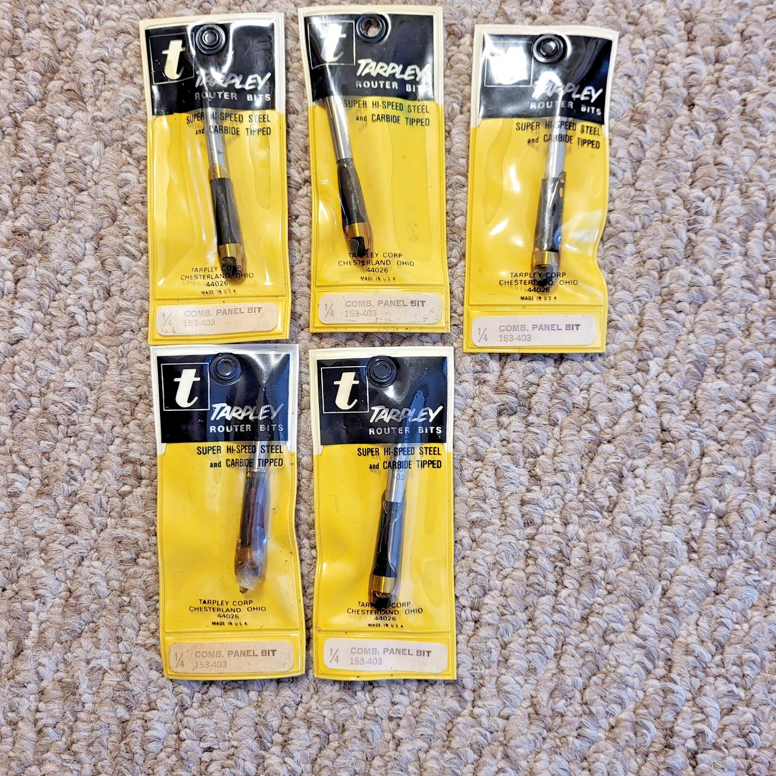 Tarpley  1/4" Comb. Panel Bit #153-403 LOT OF 5    NEW