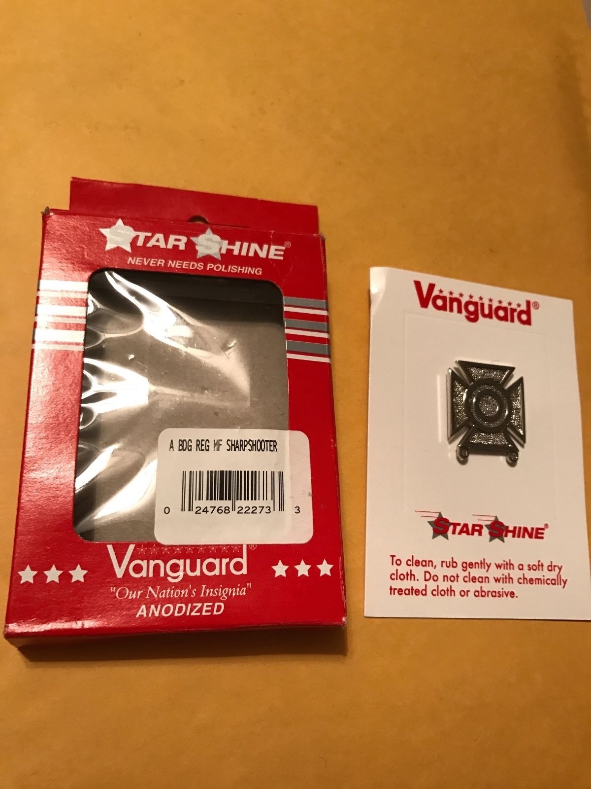 Vanguard Army A BDG MF Sharpshooter Marksmanship Pin *NEW, Free S&H*