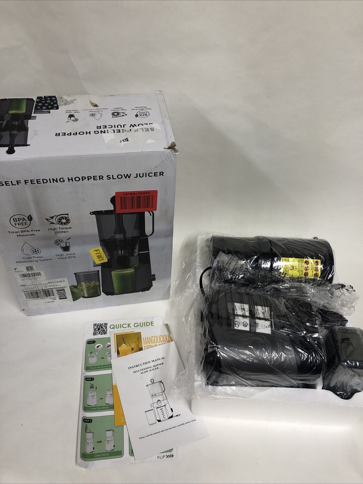 Self Feeding Hopper Slow Juicer High Torque Cold Press
