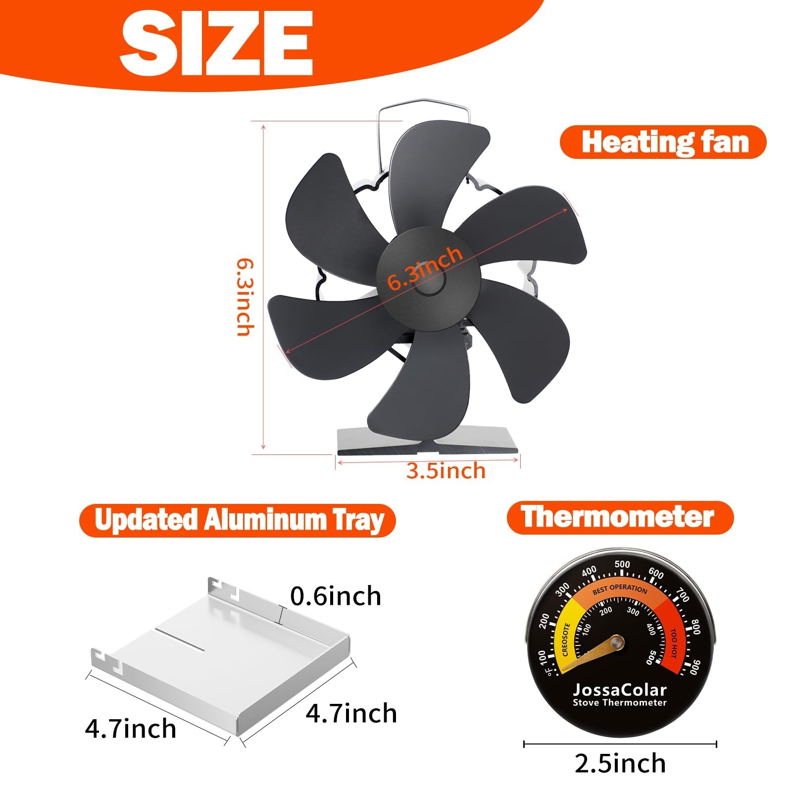 JossaColar Wood Stove Fan Heat Powered Fireplace Fan Non Electric, Thermal Fa...