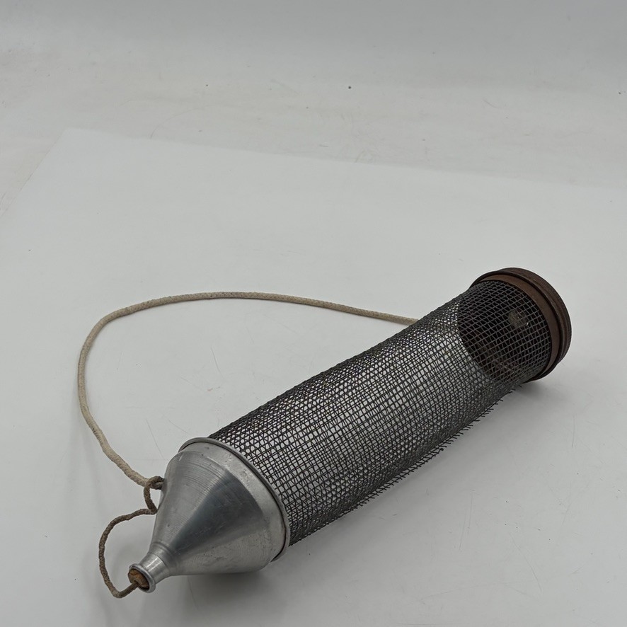 VTG Primitive Handmade Metal Cricket Cage Fishing Funnel Screen Jar Lid Folk Art