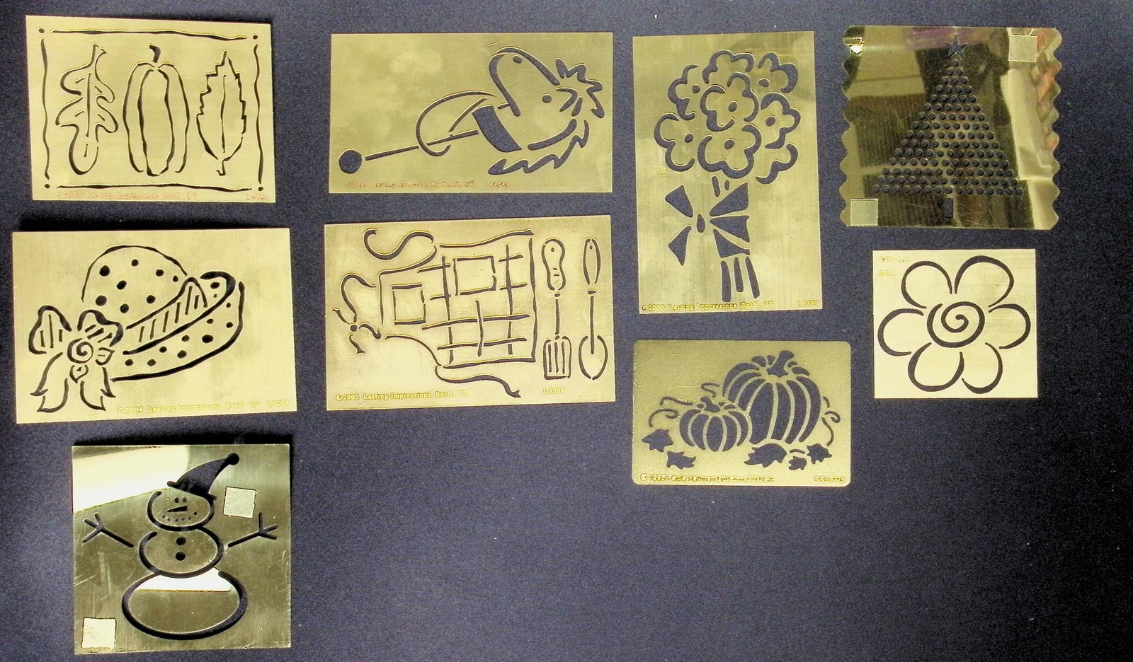 Lot of 9 Brass Stencils Lasting impression, Paula Craft Embossing Templates