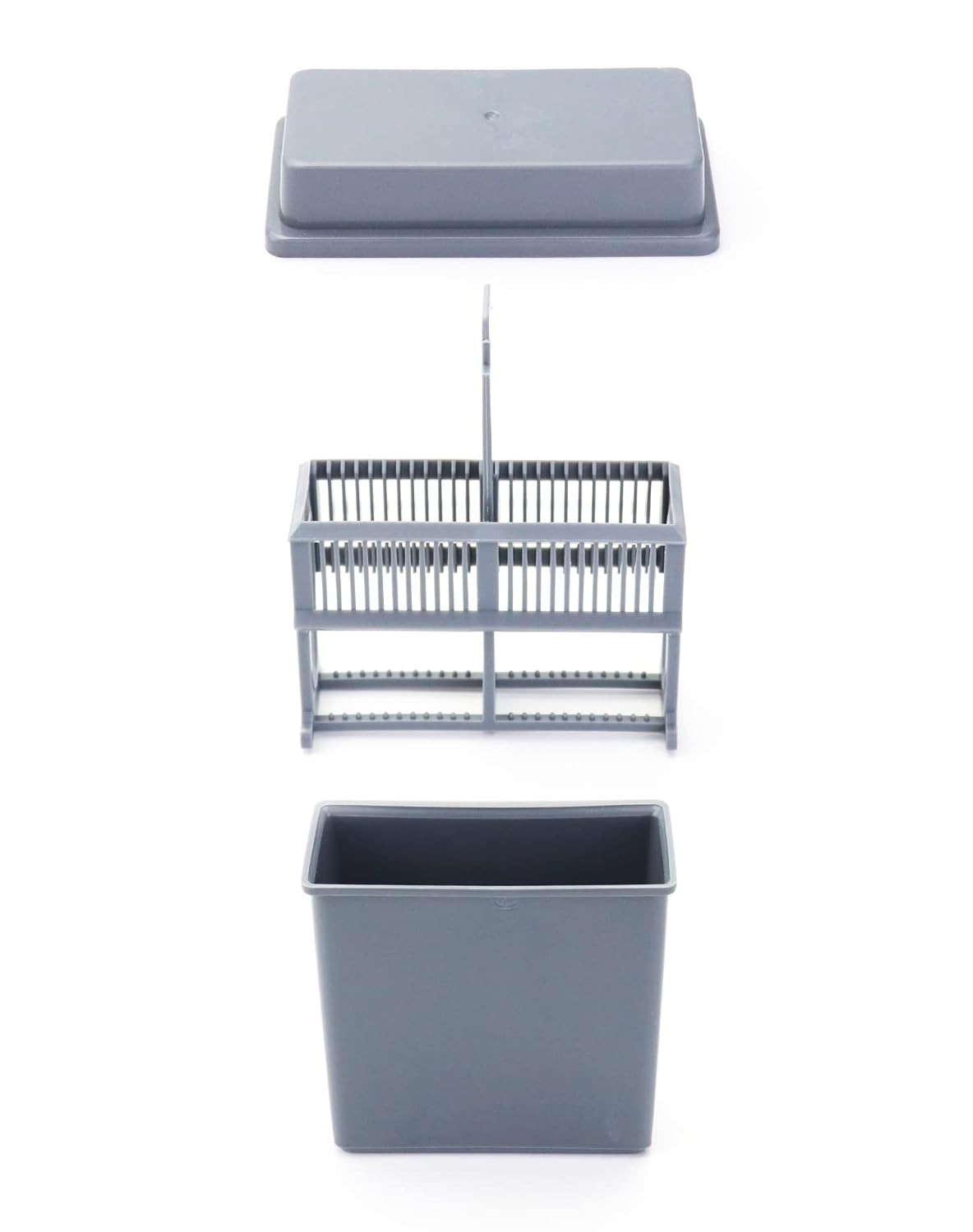 Microscope Slides Staining Jar and Rack, 10 Pack 24-Slots, Grey