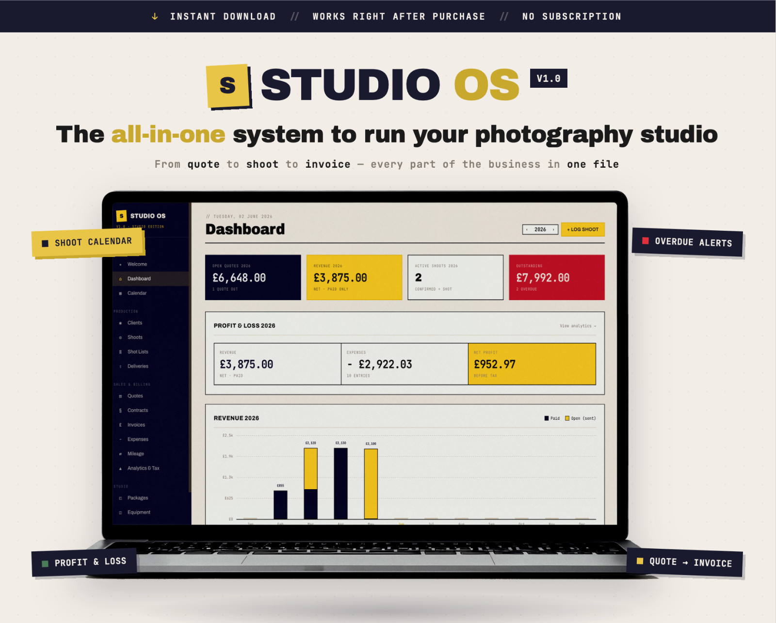 Studio OS Pro | All-in-One Studio Management Software for Photographers & Videographers