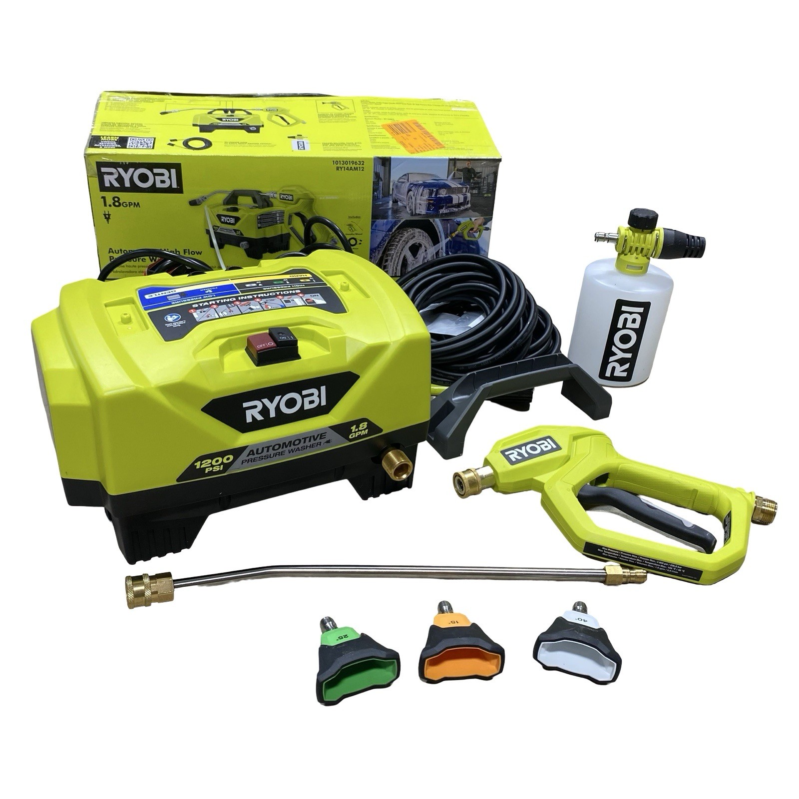 RYOBI RY14AM12 1.8 GPM 1200 PSI Automotive High Flow Pressure Washer - EXCELLENT