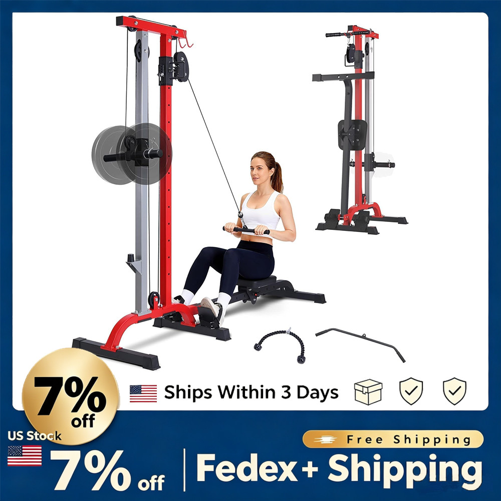 Space-Saving 2-in-1 Rowing Cable Machine, LAT Pulldown Low Row, Home Gym 265lb