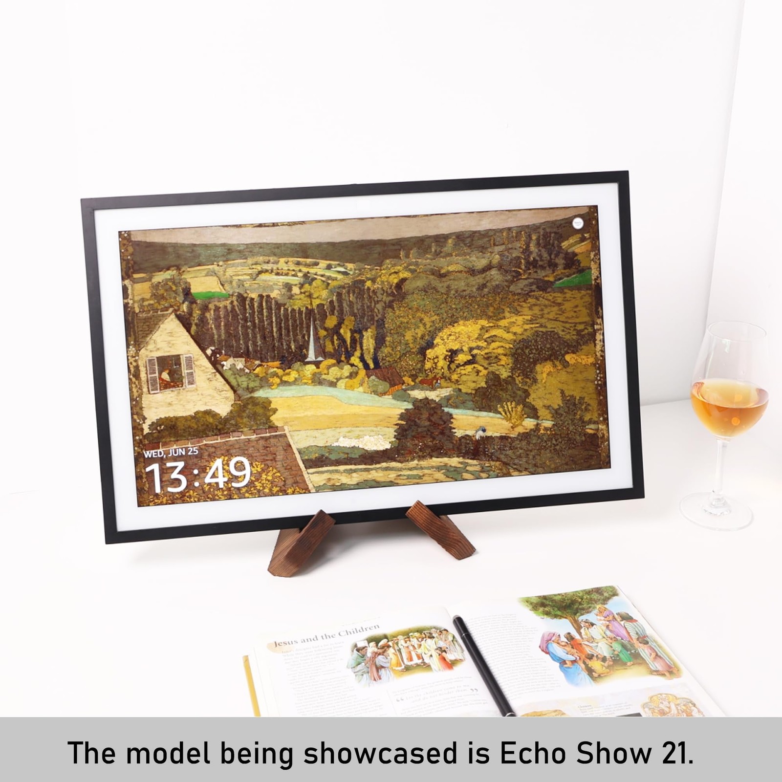 Solid Wood Tablet Computer Stands Compatible for Echo Show 15,Echo Show 21,Su...