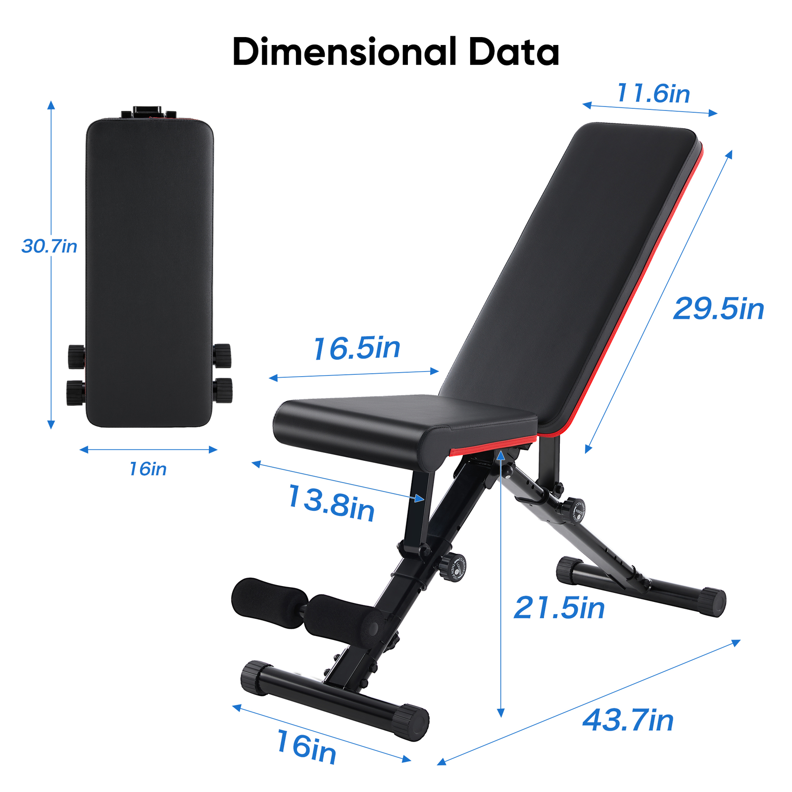 Foldable Home Gym Stool, Sit-Up Stool, Training Bench with Adjustable Back