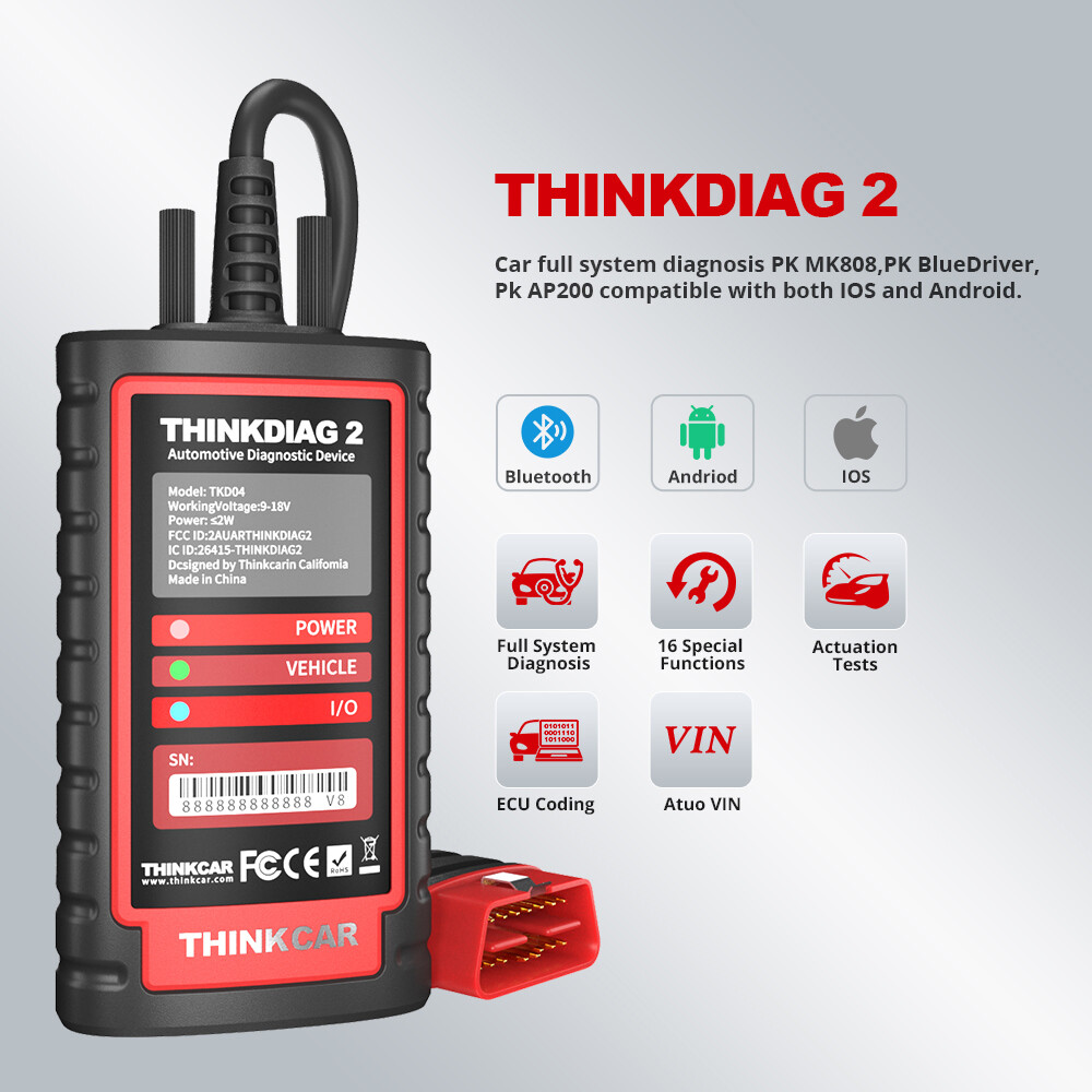 2024 THINKDIAG 2 OBD2 Scanner Car Diagnostic Tool All Software Free Bidirection