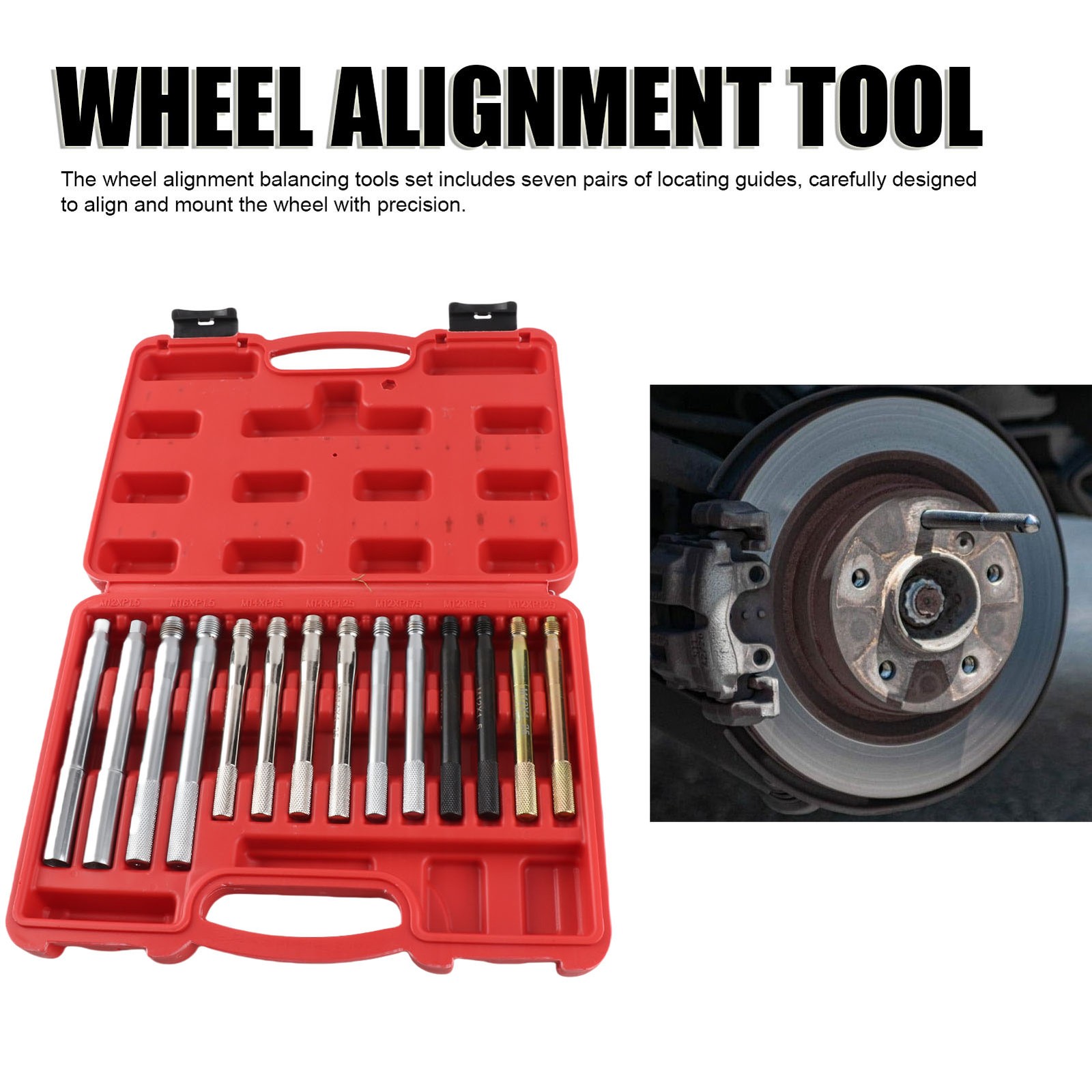 14 PCS Wheel Stud Alignment Pin Carbon Steel Wheel Alignment Balancing Guide