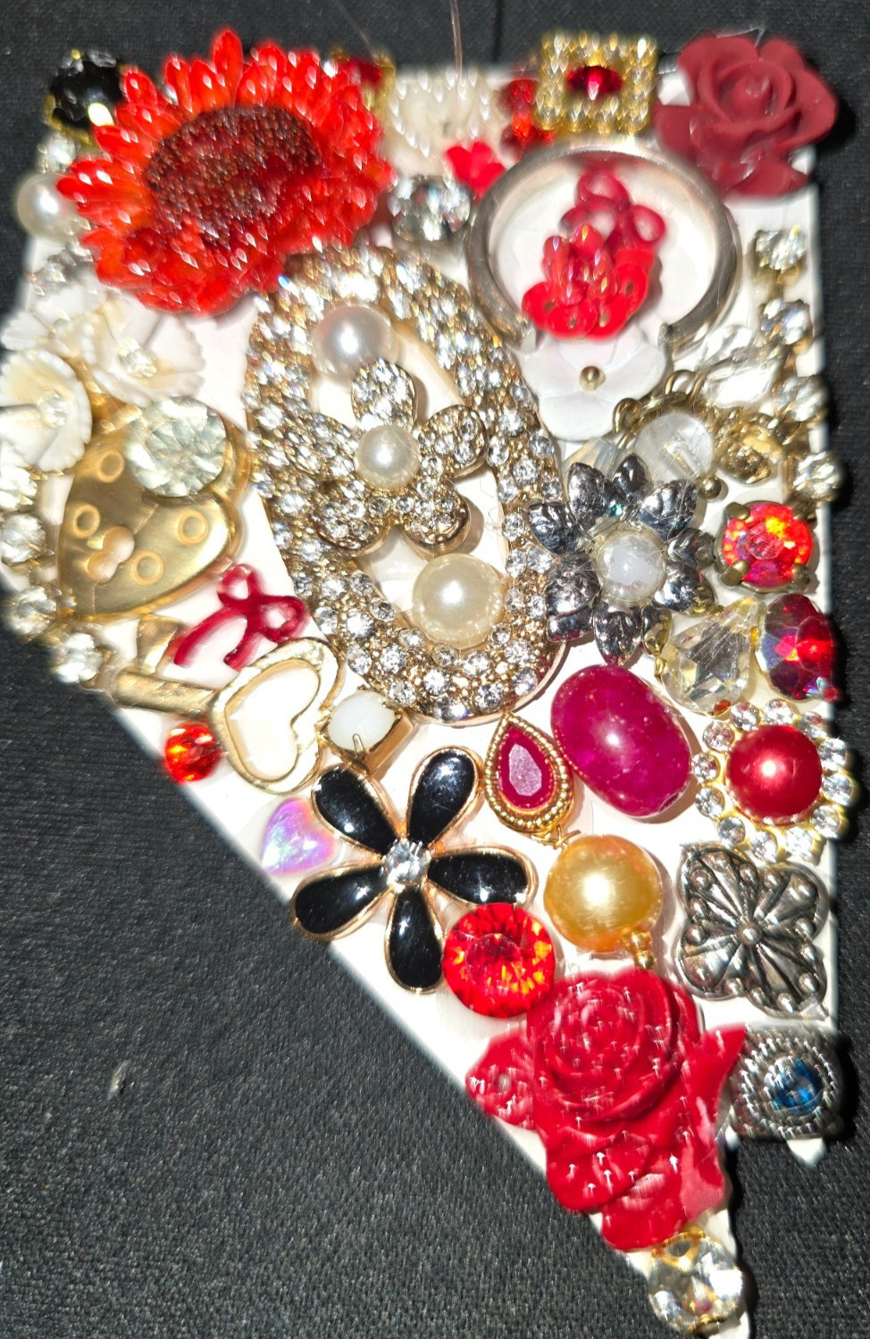 Handcrafted Wooden Nevada Ornament, Recycled jewelry, Red Theme with other color