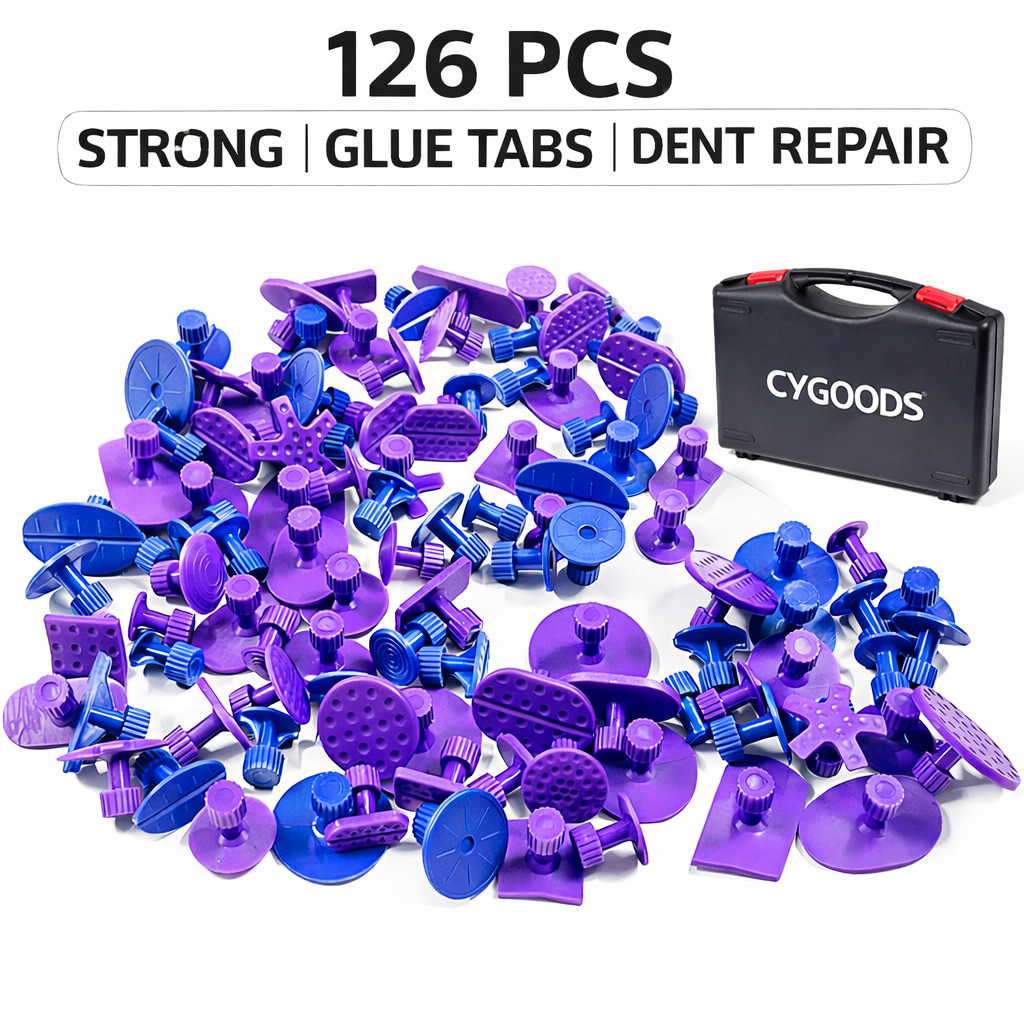 126PCS Dent Puller Glue Tabs Kit Paintless Dent Repair Hail Damage w/ Toolbox